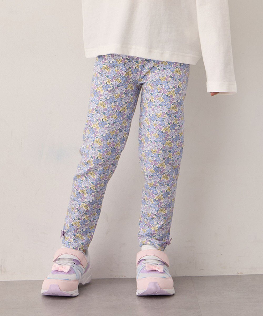【エニィ/ANY / KIDS】の総柄プリント レギンス インテリア・キッズ・メンズ・レディースファッション・服の通販 founy(ファニー) 　ファッション　Fashion　キッズファッション　Fashion for Kids　アニマル　Animal Print　ストレッチ　Stretch, Stretchy Fabric　スマホ　Smartphone, Mobile Device　トレンド　Trend, Trending Now　人気　Popular, Best Seller　プリント　Print, Printed Pattern　ポケット　Pocket, Pocket Detail　モチーフ　Motif, Design Theme　リボン　Ribbon, Bow　レギンス　Leggings, Stretch Pants　ロング　Long, Long-Length　ワンポイント　One Point, Statement Accent　プチプライス・低価格　Affordable / Budget Price　サックスブルー×花柄|ID: prp329100004670466 ipo3291000000033766329