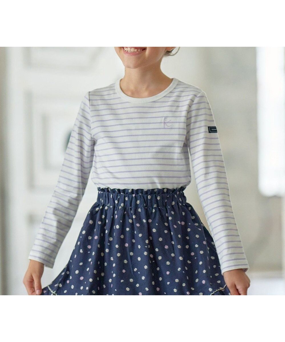 【組曲 / KIDS/KUMIKYOKU】の【110-140㎝】長袖ボーダー Tシャツ インテリア・キッズ・メンズ・レディースファッション・服の通販 founy(ファニー) ファッション Fashion キッズファッション Fashion for Kids トップス・カットソー Cut & Sew Tops カットソー Cut and Sewn Top ボーダー Border, Stripe A/W・秋冬 Autumn/Winter 長袖 Long Sleeve, Full Sleeve ラベンダー×オフホワイト|ID: prp329100004670469 ipo3291000000034377222