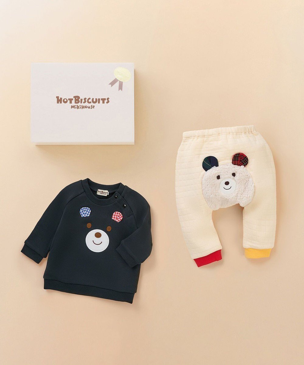 【ミキハウスホットビスケッツ/MIKI HOUSE HOT BISCUITS / KIDS】のトレーナー&ベビーパンツギフトセット【BOX付き】 インテリア・キッズ・メンズ・レディースファッション・服の通販 founy(ファニー) 　ファッション　Fashion　キッズファッション　Fashion for Kids　ボトムス　Bottoms　キルト　Quilt, Quilted Fabric　ギフト プレゼント　Gift / Present　トレーナー　Sweatshirt, Trainer　ベビー　Baby, Babywear　人気　Popular, Best Seller　冬　Winter / This Winter　吸水　Absorbent, Quick-Dry　黒|ID: prp329100004670478 ipo3291000000034959113