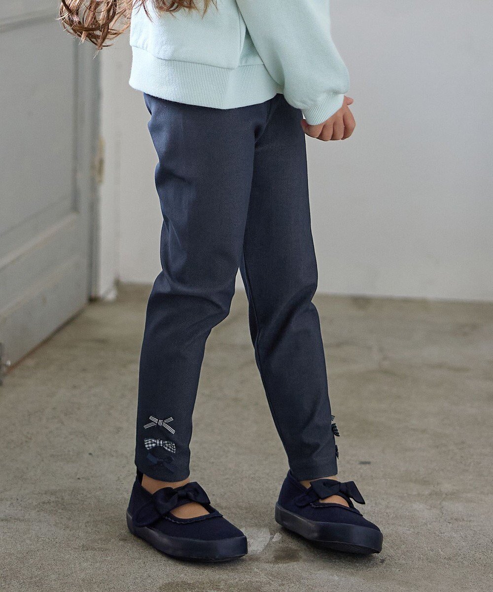 【エニィ/ANY / KIDS】の裾リボン 無地レギンス インテリア・キッズ・メンズ・レディースファッション・服の通販 founy(ファニー) 　ファッション　Fashion　キッズファッション　Fashion for Kids　おすすめ　Recommended / Our Picks　ガーリー　Girly, Feminine Style　キュロット　Culottes, Wide Shorts　シンプル　Simple, Minimal　ベーシック　Basic, Essential　ポケット　Pocket, Pocket Detail　リボン　Ribbon, Bow　レギンス　Leggings, Stretch Pants　ロング　Long, Long-Length　無地　Plain, Solid Color　ネイビー|ID: prp329100004670499 ipo3291000000033845467