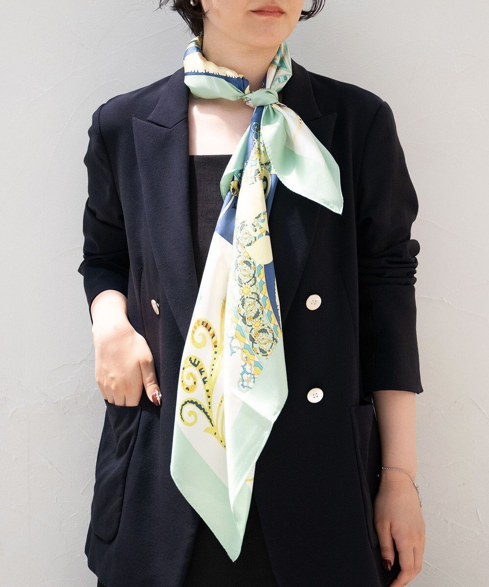 【マルカオリジナル/Marca originals】の【Marcaオリジナル】サークルペイズリー 大判 シルクツイル スカーフ インテリア・キッズ・メンズ・レディースファッション・服の通販 founy(ファニー) 　ファッション　Fashion　レディースファッション　Fashion for Women　サークル　Circle, Round Design　シルク　Silk, 100% Silk　スカーフ　Scarf, Neckwear　ストール　Stole, Wrap　ドレープ　Drape, Draping Fabric　ハンカチ　Handkerchief, Hanky　バンダナ　Bandana, Head Scarf　プリント　Print, Printed Pattern　新作・新入荷　New Arrivals / New In　ピスタチオグリーン|ID: prp329100004670524 ipo3291000000033766492