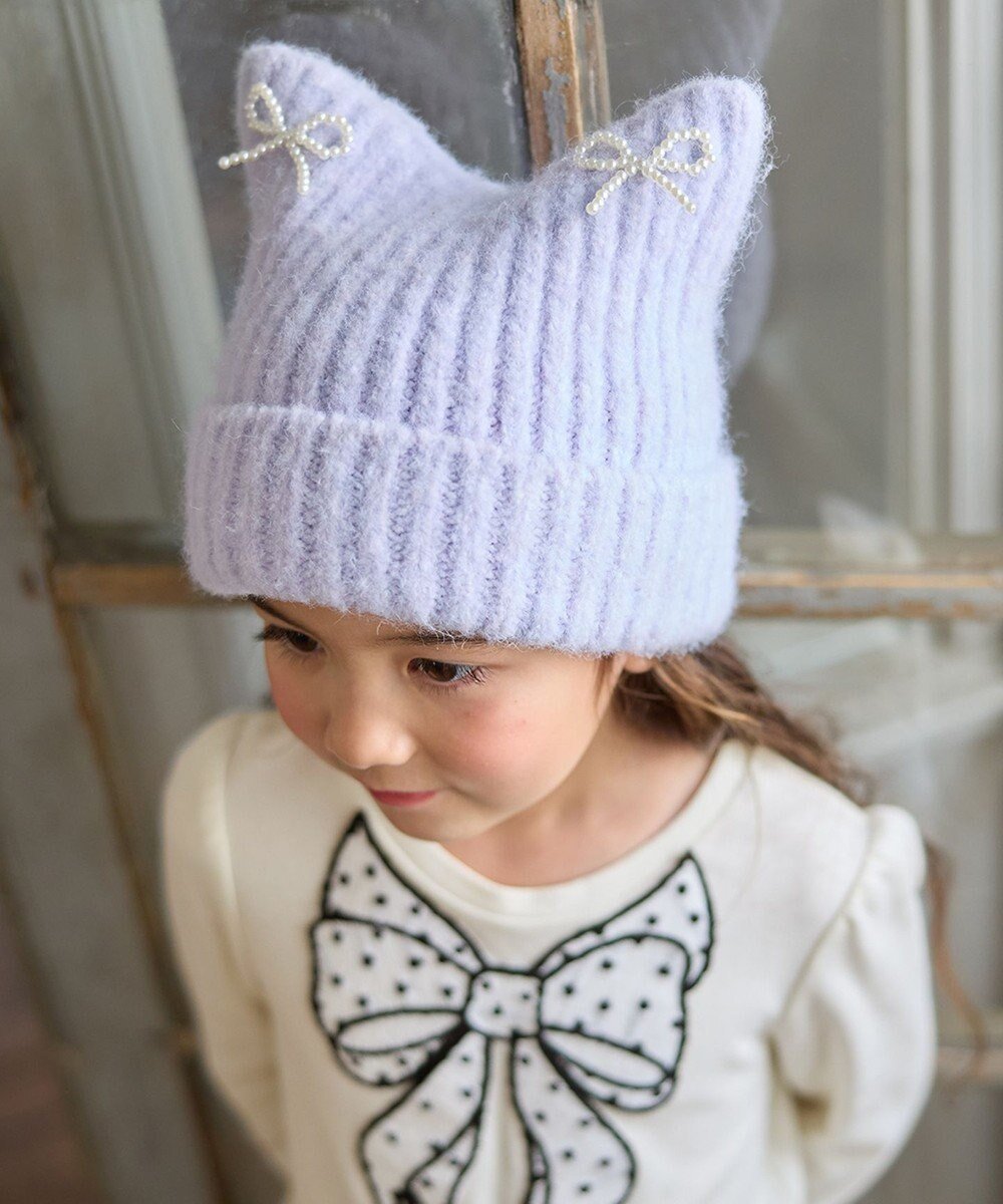 【エニィ/ANY / KIDS】のネコニットキャップ 人気、トレンドファッション・服の通販 founy(ファニー) 　ファッション　Fashion　キッズファッション　Fashion for Kids　キャップ　Cap, Baseball Cap　スマホ　Smartphone, Mobile Device　トレンド　Trend, Trending Now　人気　Popular, Best Seller　猫　Cat, Kitty　パール　Pearl, Pearl Accent　帽子　Hat, Headwear　防寒　Cold Protection, Winter-Ready　リボン　Ribbon, Bow　A/W・秋冬　Autumn/Winter　再入荷　Restock / Back in Stock　 other-1|ID: prp329100004670533 ipo3291000000033766520