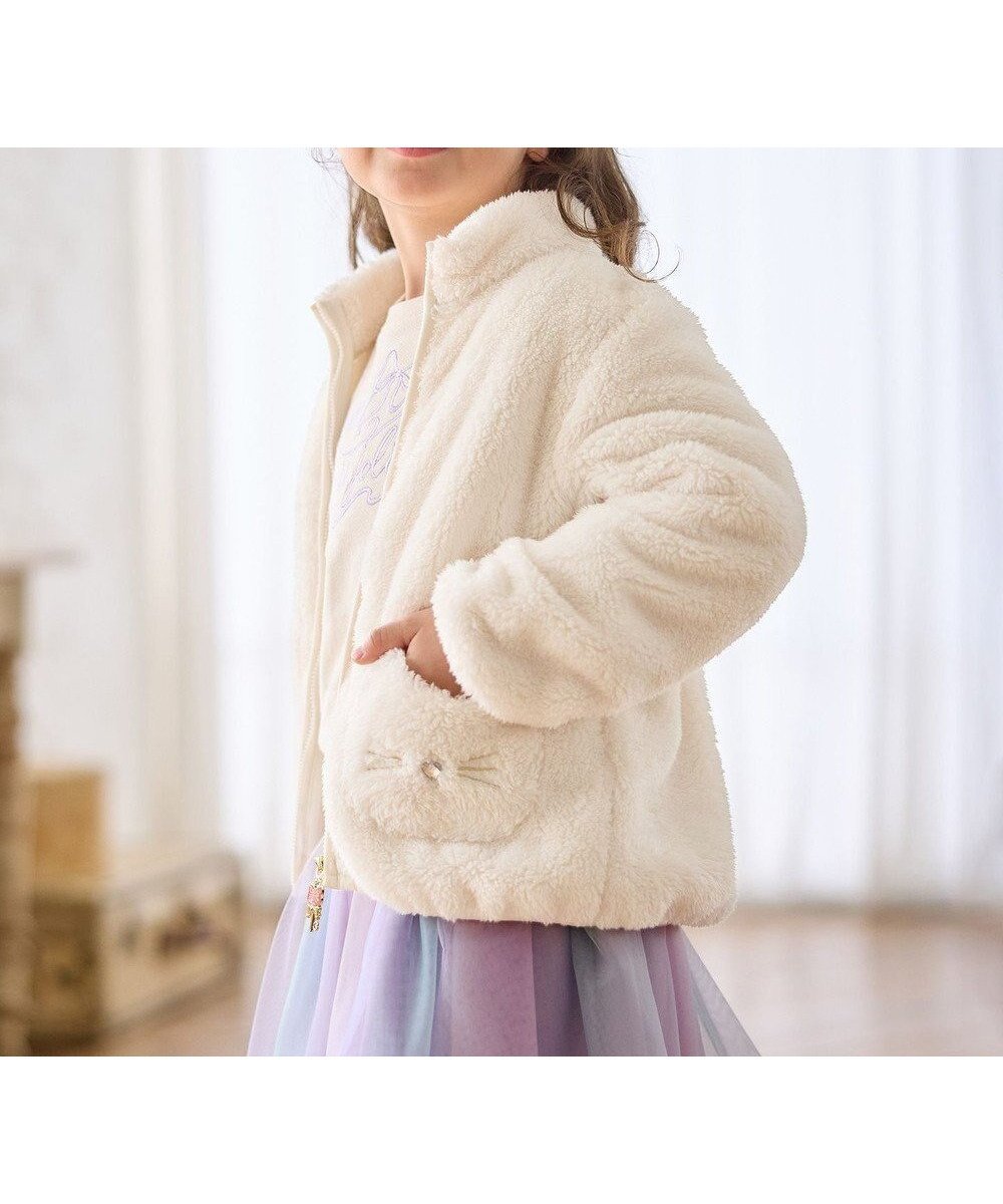 【エニィ/ANY / KIDS】の【ドッキング可能】ネコボアブルゾン インテリア・キッズ・メンズ・レディースファッション・服の通販 founy(ファニー) 　ファッション　Fashion　キッズファッション　Fashion for Kids　アウター　Coat Outerwear /Kids　洗える　Machine Washable　ジャケット　Jacket, Outerwear　チェック　Check, Plaid, Tartan　チャーム　Charm, Pendant　ドッキング　Docking, Mixed Material　ネコ　Cat, Feline Motif　パーカー　Hoodie, Parka　ブルゾン　Blouson, Bomber Jacket　ベーシック　Basic, Essential　ポケット　Pocket, Pocket Detail　防寒　Cold Protection, Winter-Ready　ライナー　Liner, Inner Layer　ラベンダー　Lavender　ループ　Loop, Loop Knit　A/W・秋冬　Autumn/Winter　シロネコ|ID: prp329100004670535 ipo3291000000033766531