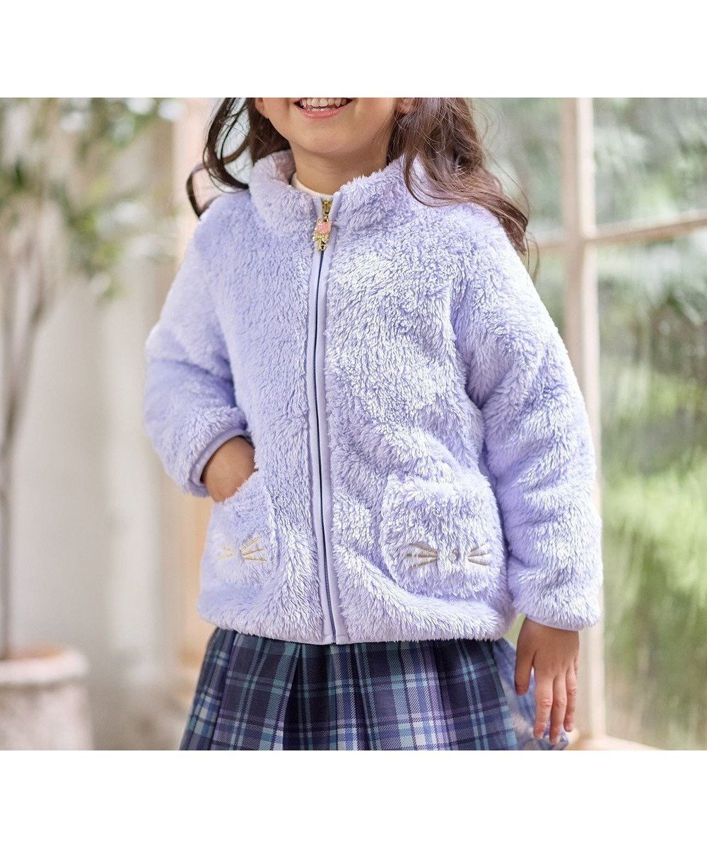 【エニィ/ANY / KIDS】の【ドッキング可能】ネコボアブルゾン 人気、トレンドファッション・服の通販 founy(ファニー) 　ファッション　Fashion　キッズファッション　Fashion for Kids　アウター　Coat Outerwear /Kids　洗える　Machine Washable　ジャケット　Jacket, Outerwear　チェック　Check, Plaid, Tartan　チャーム　Charm, Pendant　ドッキング　Docking, Mixed Material　ネコ　Cat, Feline Motif　パーカー　Hoodie, Parka　ブルゾン　Blouson, Bomber Jacket　ベーシック　Basic, Essential　ポケット　Pocket, Pocket Detail　防寒　Cold Protection, Winter-Ready　ライナー　Liner, Inner Layer　ラベンダー　Lavender　ループ　Loop, Loop Knit　A/W・秋冬　Autumn/Winter　 other-1|ID: prp329100004670535 ipo3291000000035520737