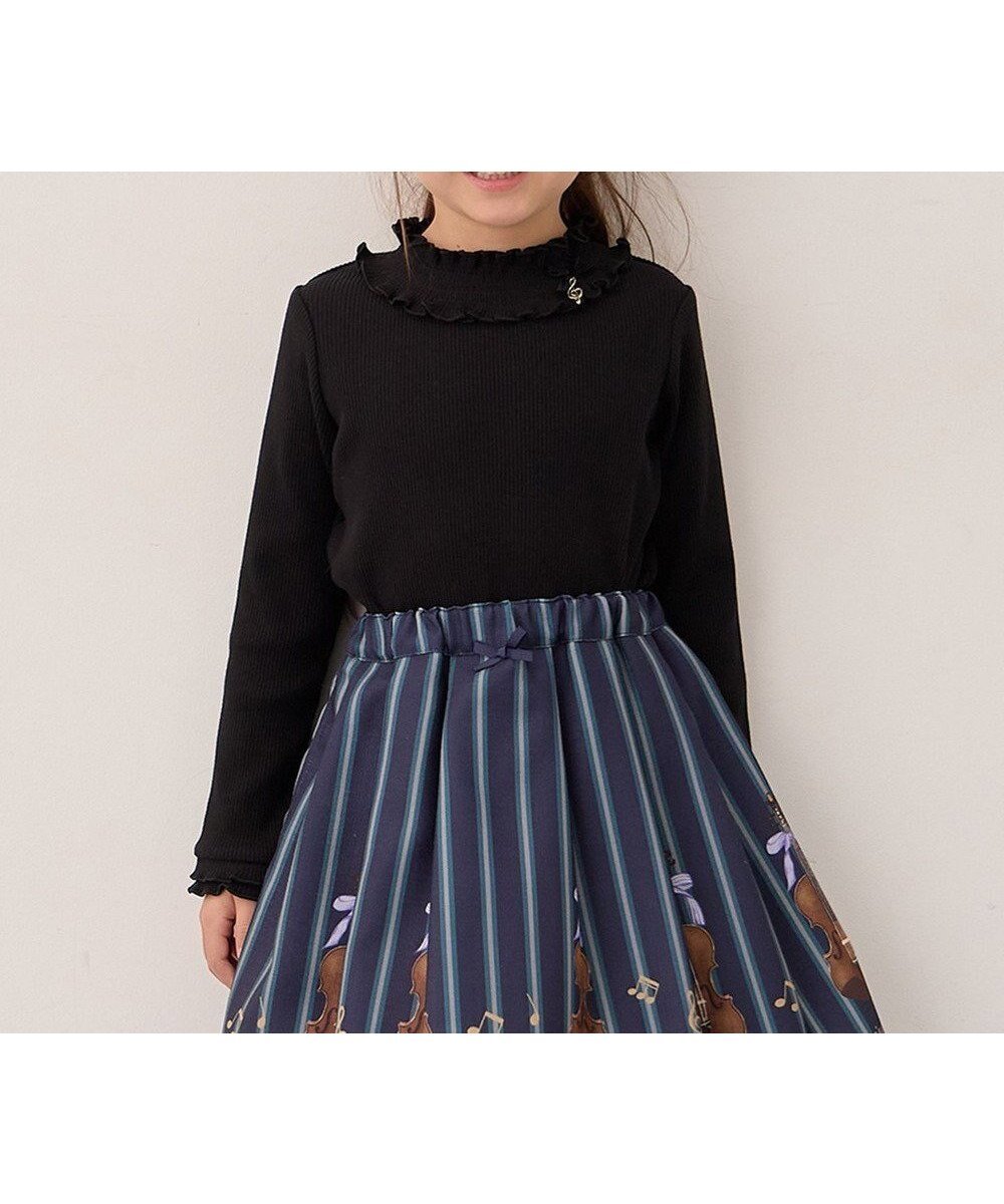 【エニィ/ANY / KIDS】の音符チャーム付き カットソー インテリア・キッズ・メンズ・レディースファッション・服の通販 founy(ファニー) 　ファッション　Fashion　キッズファッション　Fashion for Kids　トップス・カットソー　Cut & Sew Tops　インナー　Innerwear　カットソー　Cut and Sewn Top　カーディガン　Cardigan, Knitwear　シンプル　Simple, Minimal　チャーム　Charm, Pendant　テレコ　Ribbed, Rib Stitch　ポケット　Pocket, Pocket Detail　リボン　Ribbon, Bow　エレガント 上品　Elegant　A/W・秋冬　Autumn/Winter　ブラック|ID: prp329100004670537 ipo3291000000035368140