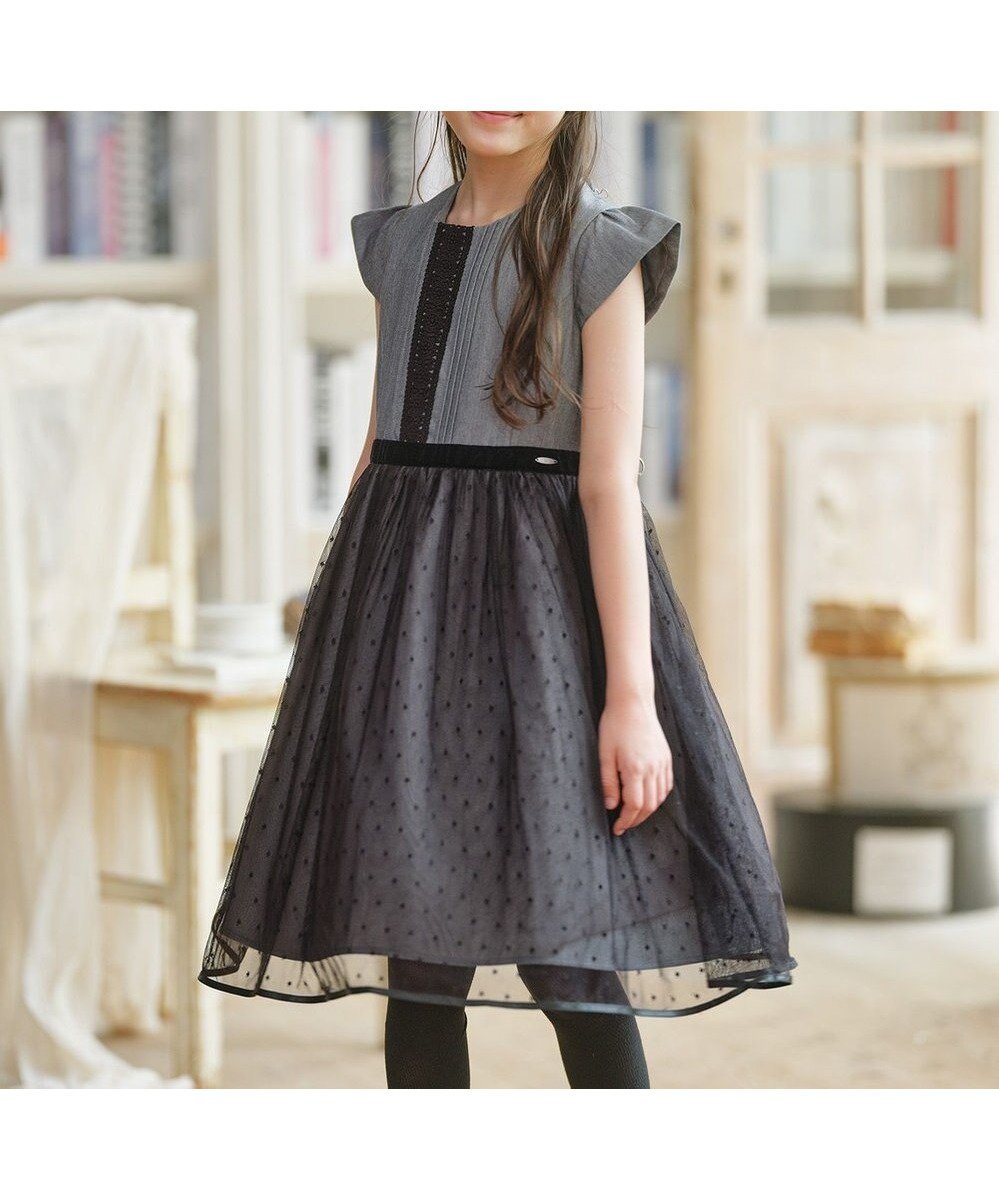 【組曲 / KIDS/KUMIKYOKU】の【110-140㎝】ノワールドット ドレス 人気、トレンドファッション・服の通販 founy(ファニー) 　ファッション　Fashion　キッズファッション　Fashion for Kids　ワンピース　Dresses　クラシカル　Classical, Vintage-Inspired　チュール　Tulip, Tulip Motif　ツイル　Twist, Twisted Detail　ドット　Polka Dot, Dot Pattern　ドレス　Dress, One-Piece　ベロア　Velour, Soft Velvet　レース　Lace, Lace Fabric　エレガント 上品　Elegant　A/W・秋冬　Autumn/Winter　 other-1|ID: prp329100004670540 ipo3291000000033766544