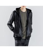 【ジョゼフ オム/JOSEPH HOMME / MEN】の新素材【ストレッチ/光沢感】レザーライクジャージーコンビ パーカー ブラック系|ID: prp329100004670667 ipo3291000000033766872