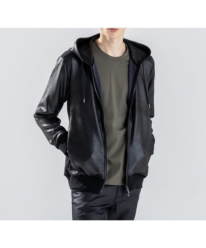 【ジョゼフ オム/JOSEPH HOMME / MEN】の新素材【ストレッチ/光沢感】レザーライクジャージーコンビ パーカー インテリア・キッズ・メンズ・レディースファッション・服の通販 founy(ファニー) https://founy.com/ ファッション Fashion メンズファッション Fashion for Men トップス・カットソー Cut & Sew Tops パーカー・フーディー / カジュアルコーデ Hoodies & Parkas 2025年 2025 2025-2026秋冬・A/W Autumn/Winter 2025–26 AW25–26 ストレッチ Stretch, Stretchy Fabric スポーティ Sporty, Casual Athletic テクスチャー Texture, Textured Fabric パーカー Hoodie, Parka フロント Front, Front Design ブロッキング Color Blocking, Panel Design プリント Print, Printed Pattern ベーシック Basic, Essential A/W・秋冬 Autumn/Winter |ID: prp329100004670667 ipo3291000000033845493