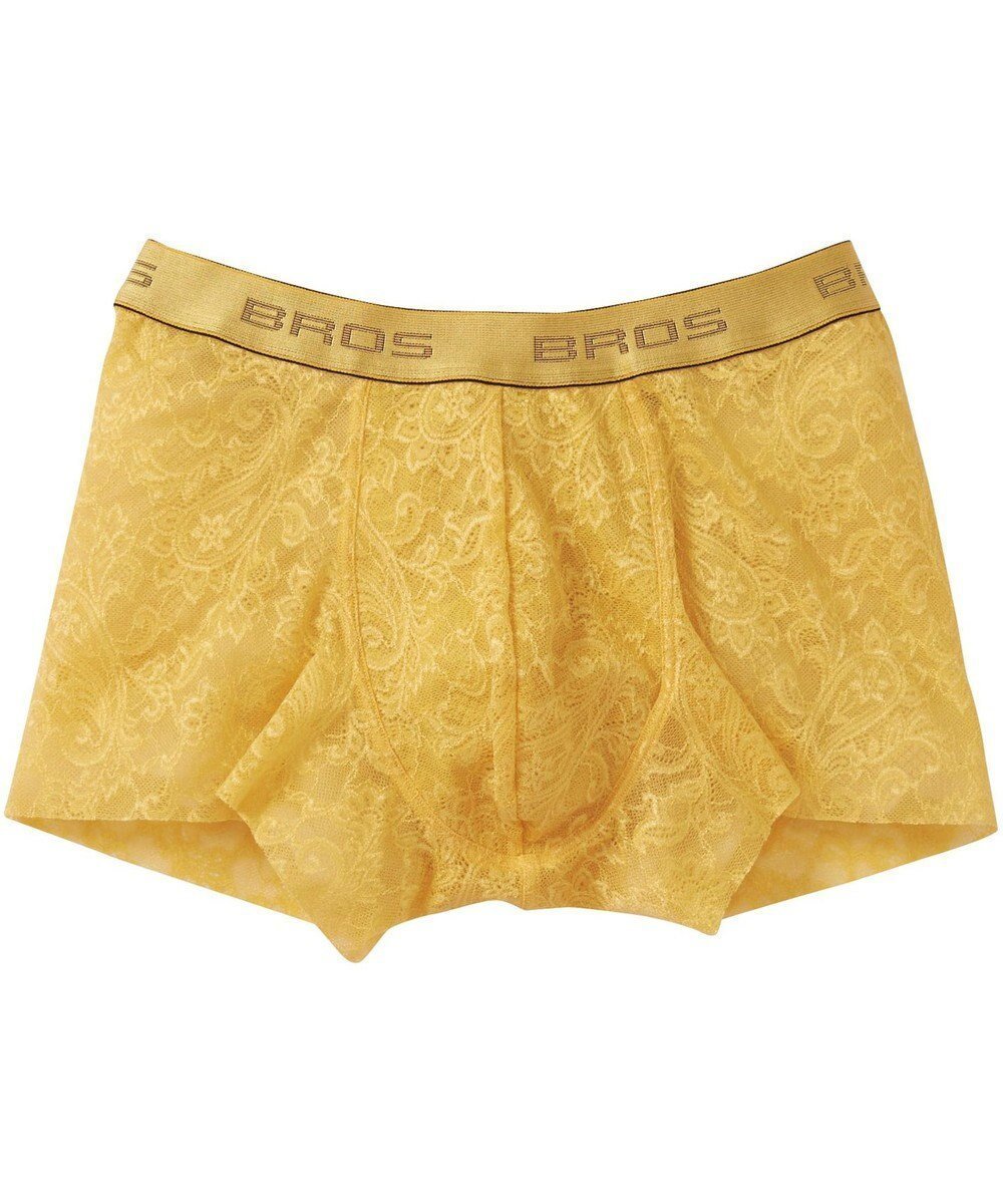 【ワコール/Wacoal / MEN】のボクサーパンツ 「レースボクサー」 通気性 フロント快適グラマラス 前閉じ GT3340 /ブロス バイ ワコールメン インテリア・キッズ・メンズ・レディースファッション・服の通販 founy(ファニー) 　ファッション　Fashion　メンズファッション　Fashion for Men　ボトムス　Bottoms　アンダー　Underwear Essentials　カッティング　Cutting Detail　フロント　Front, Front Design　ペイズリー　Paisley, Ethnic Pattern　レース　Lace, Lace Fabric　イエロー|ID: prp329100004670695 ipo3291000000034230196