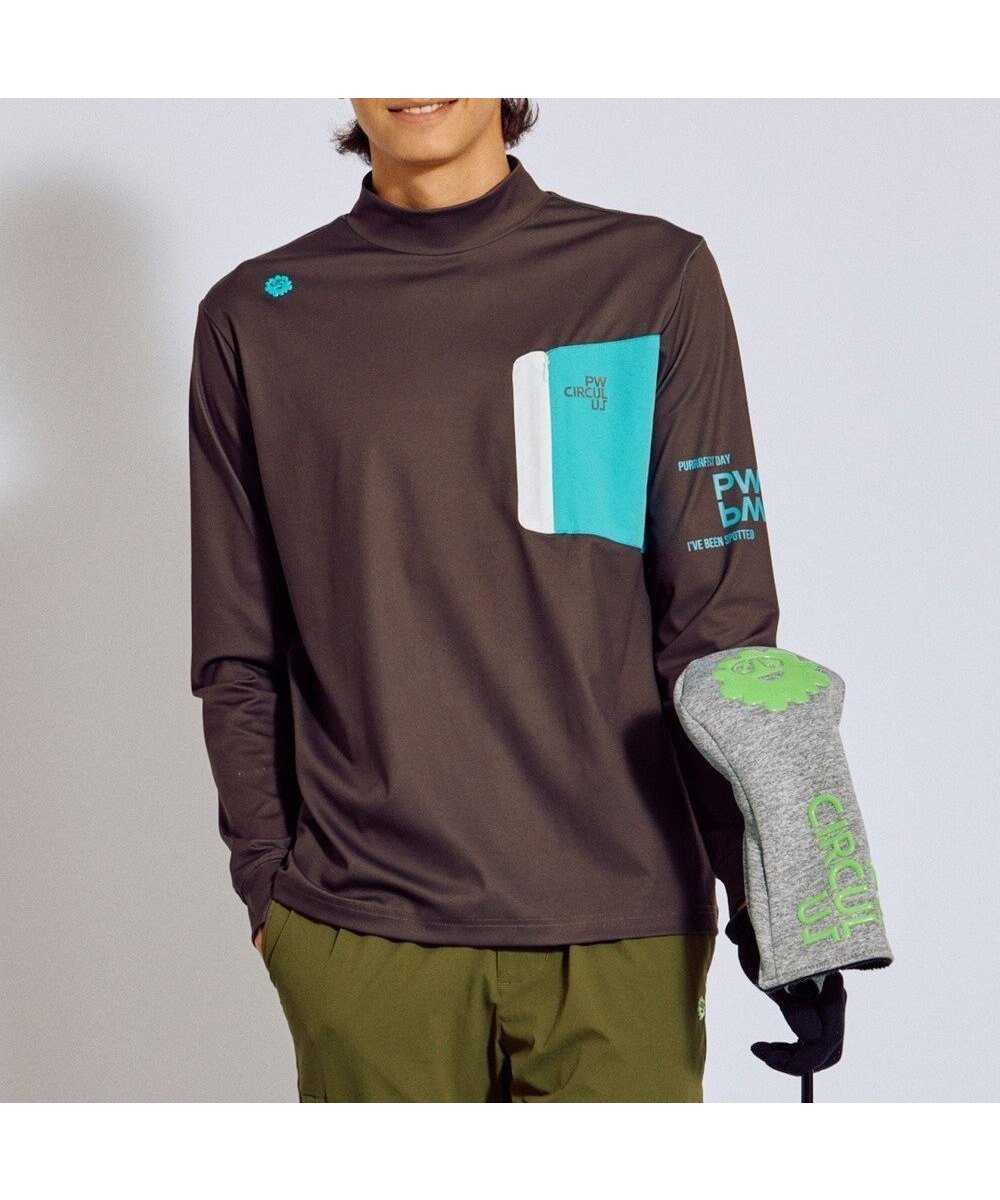 【ピーダブリュサーキュラス/PW CIRCULUS / MEN】の【吸水速乾 / UV遮蔽率99.5% UVカット / ストレッチ】【MEN】ロングスリーブ ポケットモックT ゴルフ インテリア・キッズ・メンズ・レディースファッション・服の通販 founy(ファニー) 　ファッション　Fashion　メンズファッション　Fashion for Men　トップス・カットソー　Cut & Sew Tops　メンズシャツ　Shirts　インナー　Innerwear　春　Spring　秋　Autumn　カットソー　Cut and Sewn Top　吸水　Absorbent, Quick-Dry　ジップ　Zip, Zipper　ストレッチ　Stretch, Stretchy Fabric　スマート　Smart, Elegant　スリーブ　Sleeve, Long Sleeve / Short Sleeve　人気　Popular, Best Seller　ポケット　Pocket, Pocket Detail　モックネック　Mock Neck, Short Turtleneck　ロング　Long, Long-Length　A/W・秋冬　Autumn/Winter　夏　Summer　ゴルフ　Golf　2025年　2025　2025-2026秋冬・A/W　Autumn/Winter 2025–26 AW25–26　ダークブラウン系|ID: prp329100004670699 ipo3291000000033767010
