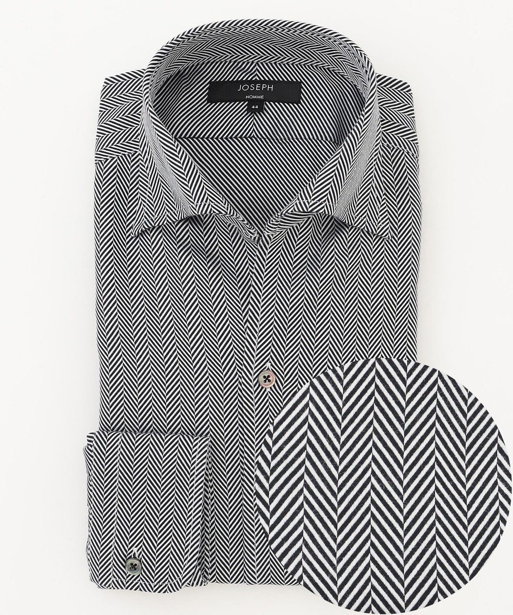 【ジョゼフ オム/JOSEPH HOMME / MEN】の【洗える】ツイルへリンボンクレイジー ドレスシャツ インテリア・キッズ・メンズ・レディースファッション・服の通販 founy(ファニー) 　ファッション　Fashion　メンズファッション　Fashion for Men　トップス・カットソー　Cut & Sew Tops　メンズシャツ　Shirts　おすすめ　Recommended / Our Picks　インド　Indian Textile　エレガント 上品　Elegant　ツイル　Twist, Twisted Detail　ドレス　Dress, One-Piece　ブロッキング　Color Blocking, Panel Design　夏　Summer　S/S・春夏　SS, Spring/Summer, Warm Season　洗える　Machine Washable　A/W・秋冬　Autumn/Winter　ブラック系1|ID: prp329100004670743 ipo3291000000034309857