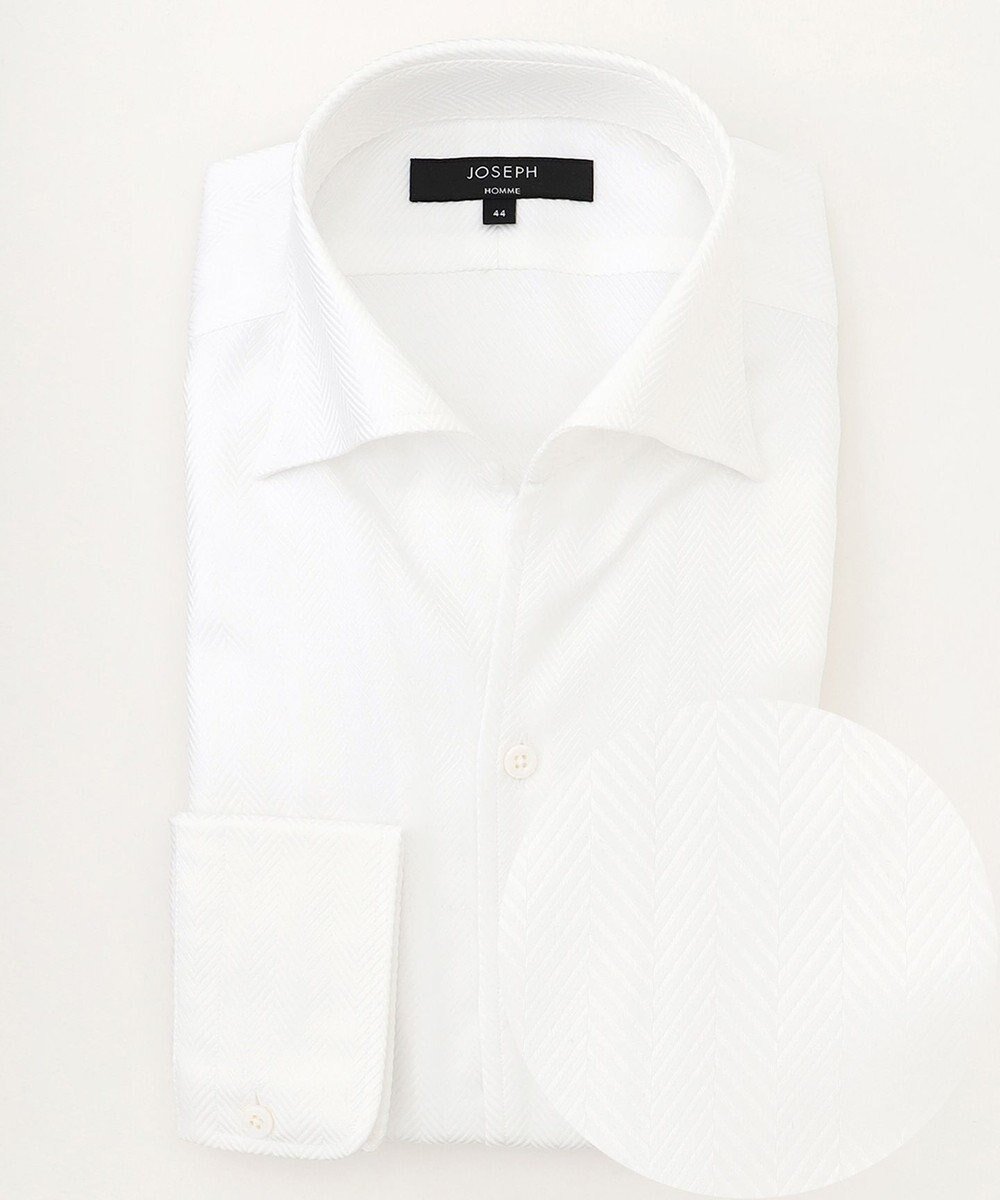 【ジョゼフ オム/JOSEPH HOMME / MEN】の【洗える】ツイルへリンボンクレイジー ドレスシャツ インテリア・キッズ・メンズ・レディースファッション・服の通販 founy(ファニー) 　ファッション　Fashion　メンズファッション　Fashion for Men　トップス・カットソー　Cut & Sew Tops　メンズシャツ　Shirts　おすすめ　Recommended / Our Picks　インド　Indian Textile　エレガント 上品　Elegant　ツイル　Twist, Twisted Detail　ドレス　Dress, One-Piece　ブロッキング　Color Blocking, Panel Design　夏　Summer　S/S・春夏　SS, Spring/Summer, Warm Season　洗える　Machine Washable　A/W・秋冬　Autumn/Winter　ホワイト系|ID: prp329100004670743 ipo3291000000034309858