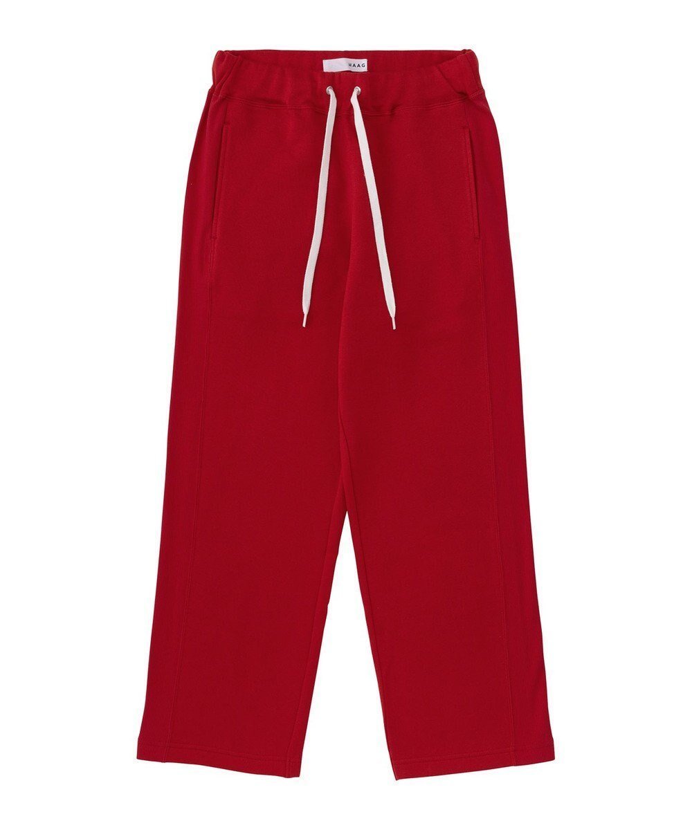 【ハーグ/HAAG】の【スマイルコットン使用/肌に優しい】SIDE RIB SWEAT PANTS スウェットパンツ インテリア・キッズ・メンズ・レディースファッション・服の通販 founy(ファニー) 　ファッション　Fashion　レディースファッション　Fashion for Women　パンツ　Pants & Trousers　カットソー　Cut and Sewn Top　吸水　Absorbent, Quick-Dry　シューズ　Shoes, Footwear　ストレート　Straight, Straight Cut　スピンドル　Spindle, Drawcord　タンブラー　Tumbler, Travel Mug　フィット　Fit, Slim Fit　レギュラー　Regular, Standard Fit　A/W・秋冬　Autumn/Winter　S/S・春夏　SS, Spring/Summer, Warm Season　おすすめ　Recommended / Our Picks　夏　Summer　レッド|ID: prp329100004670888 ipo3291000000033767641