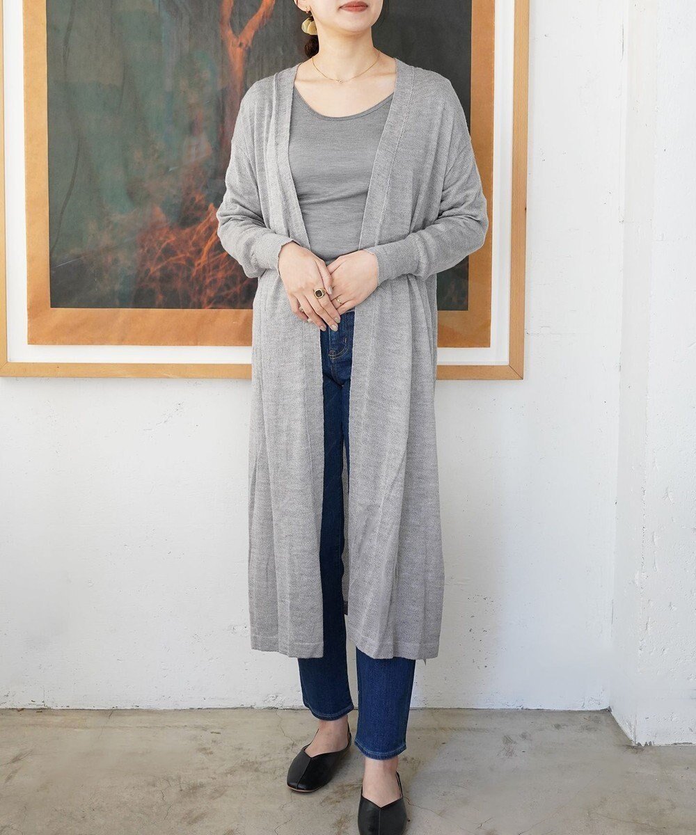 【トック/TOQUE】の〈大草直子さんアドバイザー〉【洗える/天然素材】アルパカシルクニット ロングカーディガン インテリア・キッズ・メンズ・レディースファッション・服の通販 founy(ファニー) 　ファッション　Fashion　レディースファッション　Fashion for Women　トップス・カットソー　Cut & Sew Tops　ニット　Knit Tops & Sweaters　カーディガン・羽織り　Layered Style Cardigans　春　Spring　洗える　Machine Washable　カーディガン　Cardigan, Knitwear　キャミソール　Camisole, Spaghetti Strap Top　シルク　Silk, 100% Silk　シンプル　Simple, Minimal　ドレープ　Drape, Draping Fabric　ベビー　Baby, Babywear　ポケット　Pocket, Pocket Detail　ロング　Long, Long-Length　S/S・春夏　SS, Spring/Summer, Warm Season　夏　Summer　グレー|ID: prp329100004670893 ipo3291000000033767657