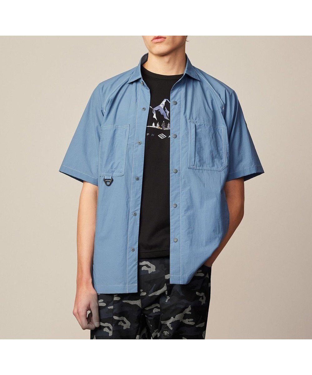 【ジョセフ アブード マウンテン/JOSEPH ABBOUD MOUNTAIN】の【軽量/ECO撥水/ストレッチ/男女兼用】ライトワッシャー アウトドア 半袖 シャツ インテリア・キッズ・メンズ・レディースファッション・服の通販 founy(ファニー) 　ファッション　Fashion　レディースファッション　Fashion for Women　トップス・カットソー　Cut & Sew Tops　シャツ・ブラウス・オフィスカジュアル　Elegant Blouses & Button-Ups　アウトドア　Outdoor Clothing　春　Spring　軽量　Lightweight, Ultra Light　サングラス　Sunglasses, Shades　ストレッチ　Stretch, Stretchy Fabric　ポケット　Pocket, Pocket Detail　半袖　Short Sleeve, Half Sleeve　羽織　Haori, Light Jacket　メッシュ　Mesh, Net Fabric　ヨーク　Yoke, Yoke Design　ループ　Loop, Loop Knit　S/S・春夏　SS, Spring/Summer, Warm Season　夏　Summer　サックスブルー系|ID: prp329100004670959 ipo3291000000033767901