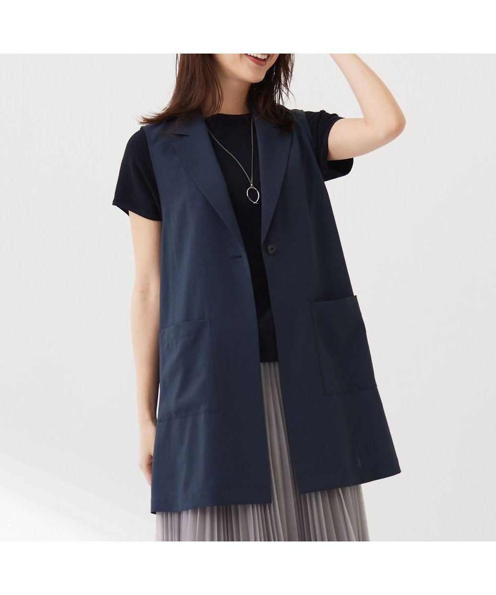 【ジェイ プレス/J.PRESS】の【洗える】ボイルドワッシャー ジレ インテリア・キッズ・メンズ・レディースファッション・服の通販 founy(ファニー) 　ファッション　Fashion　レディースファッション　Fashion for Women　アウター　Coat / Outerwear Collection　レディースジャケット・軽アウター　Jackets　インナー　Innerwear　ジャケット　Jacket, Outerwear　スリット　Slit, Slit Detail　トレンド　Trend, Trending Now　ベーシック　Basic, Essential　ロング　Long, Long-Length　夏　Summer　春　Spring　S/S・春夏　SS, Spring/Summer, Warm Season　洗える　Machine Washable　ネイビー系|ID: prp329100004670976 ipo3291000000033767972