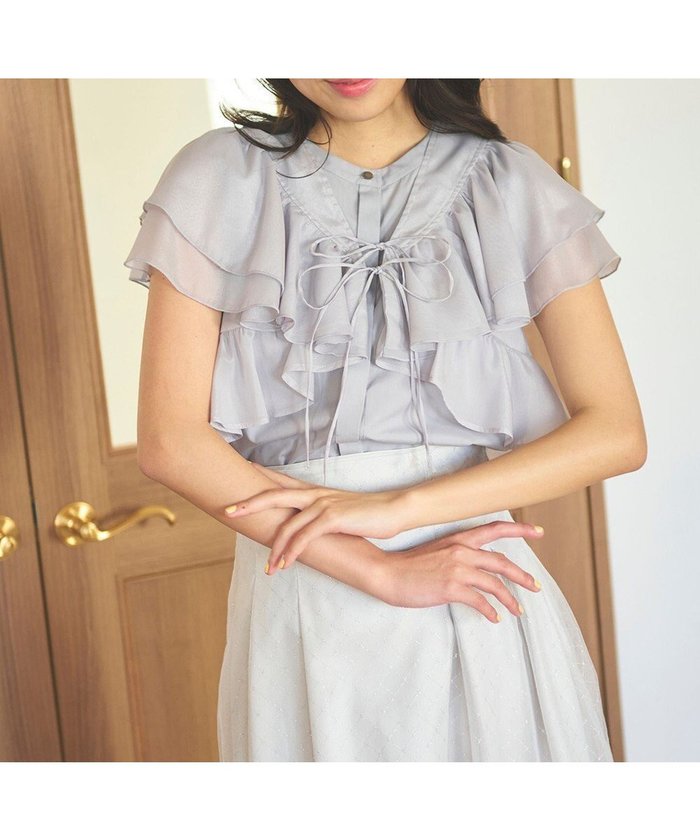 【フェルゥ/Feroux】の【2WAY】フリルコンビ ブラウス インテリア・キッズ・メンズ・レディースファッション・服の通販 founy(ファニー) https://founy.com/ ファッション Fashion レディースファッション Fashion for Women トップス・カットソー Cut & Sew Tops シャツ・ブラウス・オフィスカジュアル Elegant Blouses & Button-Ups アンサンブル Ensemble Set インナー Innerwear エアリー Airy Texture 春 Spring コンビ Combo, Combination Style シアー Sheer, See-Through デニム Denim, Jeans Material トレンド Trend, Trending Now ノースリーブ Sleeveless, No-Sleeve フリル Frill, Ruffle フロント Front, Front Design ボレロ Bolero, Short Cardigan ミックス Mix, Mixed Style リボン Ribbon, Bow S/S・春夏 SS, Spring/Summer, Warm Season おすすめ Recommended / Our Picks 夏 Summer |ID: prp329100004670996 ipo3291000000033768041