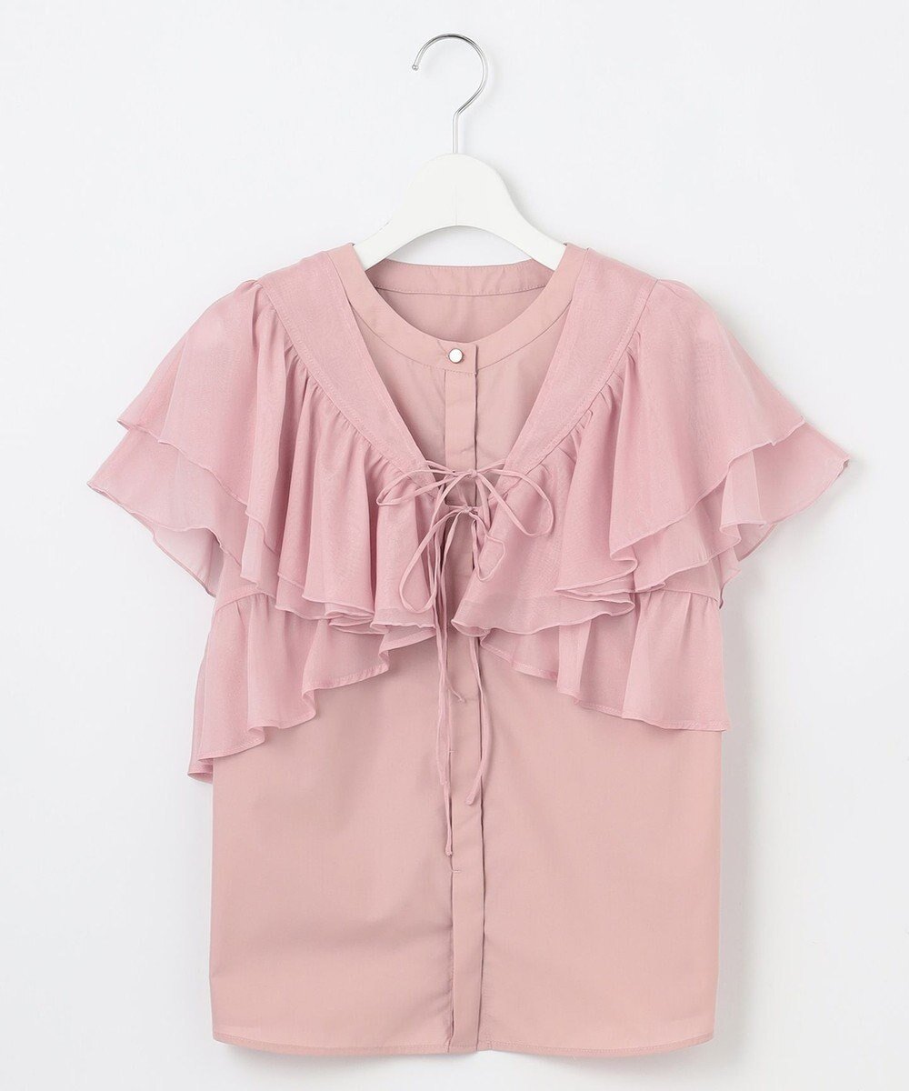 【フェルゥ/Feroux】の【2WAY】フリルコンビ ブラウス インテリア・キッズ・メンズ・レディースファッション・服の通販 founy(ファニー) 　ファッション　Fashion　レディースファッション　Fashion for Women　トップス・カットソー　Cut & Sew Tops　シャツ・ブラウス・オフィスカジュアル　Elegant Blouses & Button-Ups　アンサンブル　Ensemble Set　インナー　Innerwear　エアリー　Airy Texture　春　Spring　コンビ　Combo, Combination Style　シアー　Sheer, See-Through　デニム　Denim, Jeans Material　トレンド　Trend, Trending Now　ノースリーブ　Sleeveless, No-Sleeve　フリル　Frill, Ruffle　フロント　Front, Front Design　ボレロ　Bolero, Short Cardigan　ミックス　Mix, Mixed Style　リボン　Ribbon, Bow　S/S・春夏　SS, Spring/Summer, Warm Season　おすすめ　Recommended / Our Picks　夏　Summer　ピンク系|ID: prp329100004670996 ipo3291000000033768043