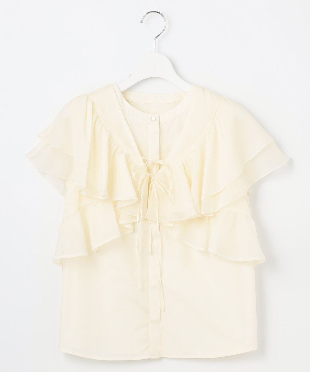 【フェルゥ/Feroux】の【2WAY】フリルコンビ ブラウス インテリア・キッズ・メンズ・レディースファッション・服の通販 founy(ファニー) 　ファッション　Fashion　レディースファッション　Fashion for Women　トップス・カットソー　Cut & Sew Tops　シャツ・ブラウス・オフィスカジュアル　Elegant Blouses & Button-Ups　アンサンブル　Ensemble Set　インナー　Innerwear　エアリー　Airy Texture　春　Spring　コンビ　Combo, Combination Style　シアー　Sheer, See-Through　デニム　Denim, Jeans Material　トレンド　Trend, Trending Now　ノースリーブ　Sleeveless, No-Sleeve　フリル　Frill, Ruffle　フロント　Front, Front Design　ボレロ　Bolero, Short Cardigan　ミックス　Mix, Mixed Style　リボン　Ribbon, Bow　S/S・春夏　SS, Spring/Summer, Warm Season　おすすめ　Recommended / Our Picks　夏　Summer　アイボリー系|ID: prp329100004670996 ipo3291000000033768044