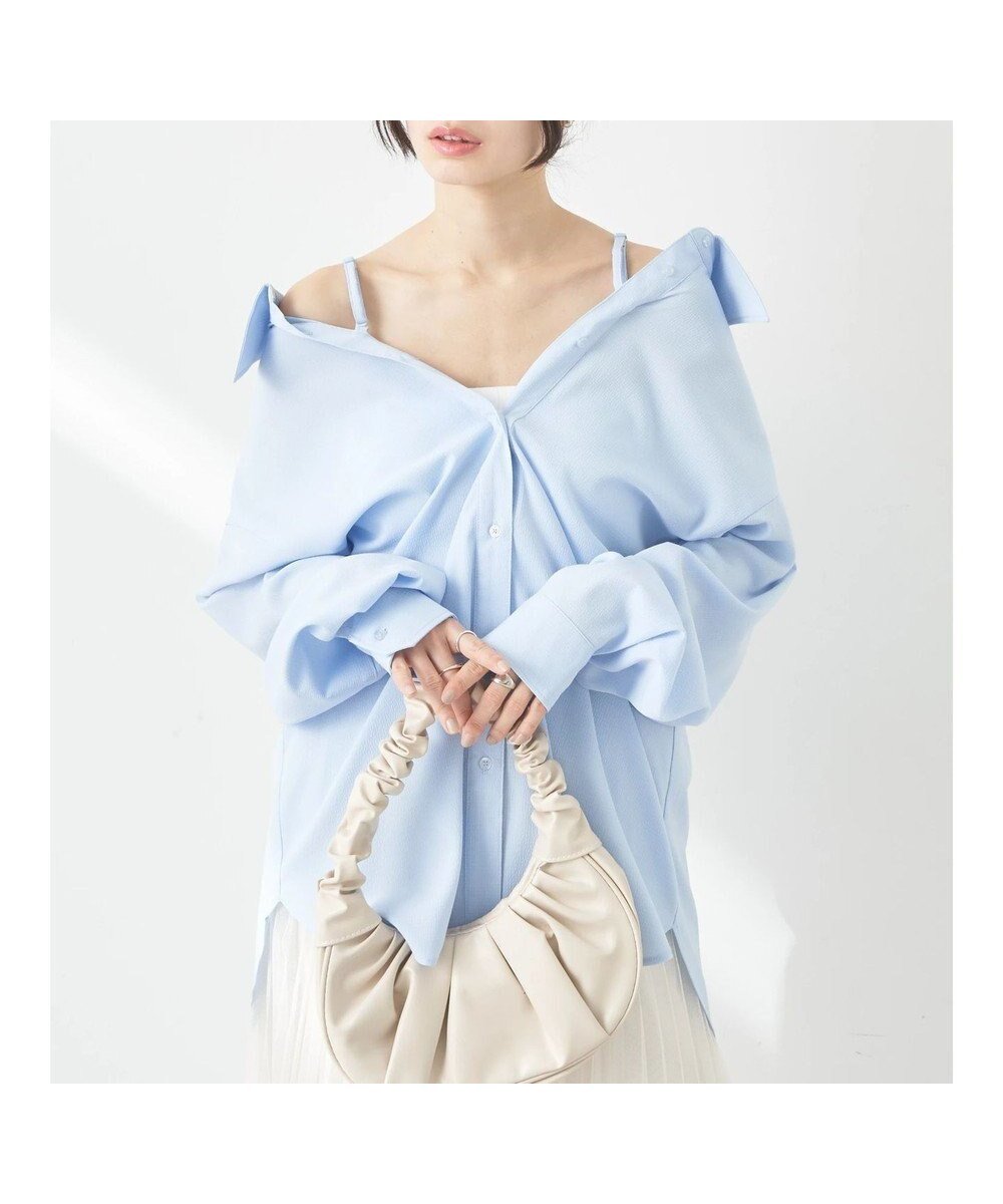 【アースミュージックアンドエコロジー/earth music&ecology】の2wayオーバーシャツ インテリア・キッズ・メンズ・レディースファッション・服の通販 founy(ファニー) 　ファッション　Fashion　レディースファッション　Fashion for Women　トップス・カットソー　Cut & Sew Tops　シャツ・ブラウス・オフィスカジュアル　Elegant Blouses & Button-Ups　ベーシック　Basic, Essential　ポケット　Pocket, Pocket Detail　ラップ　Wrap, Wrap Design　夏　Summer　春　Spring　S/S・春夏　SS, Spring/Summer, Warm Season　Blue|ID: prp329100004671043 ipo3291000000033768170