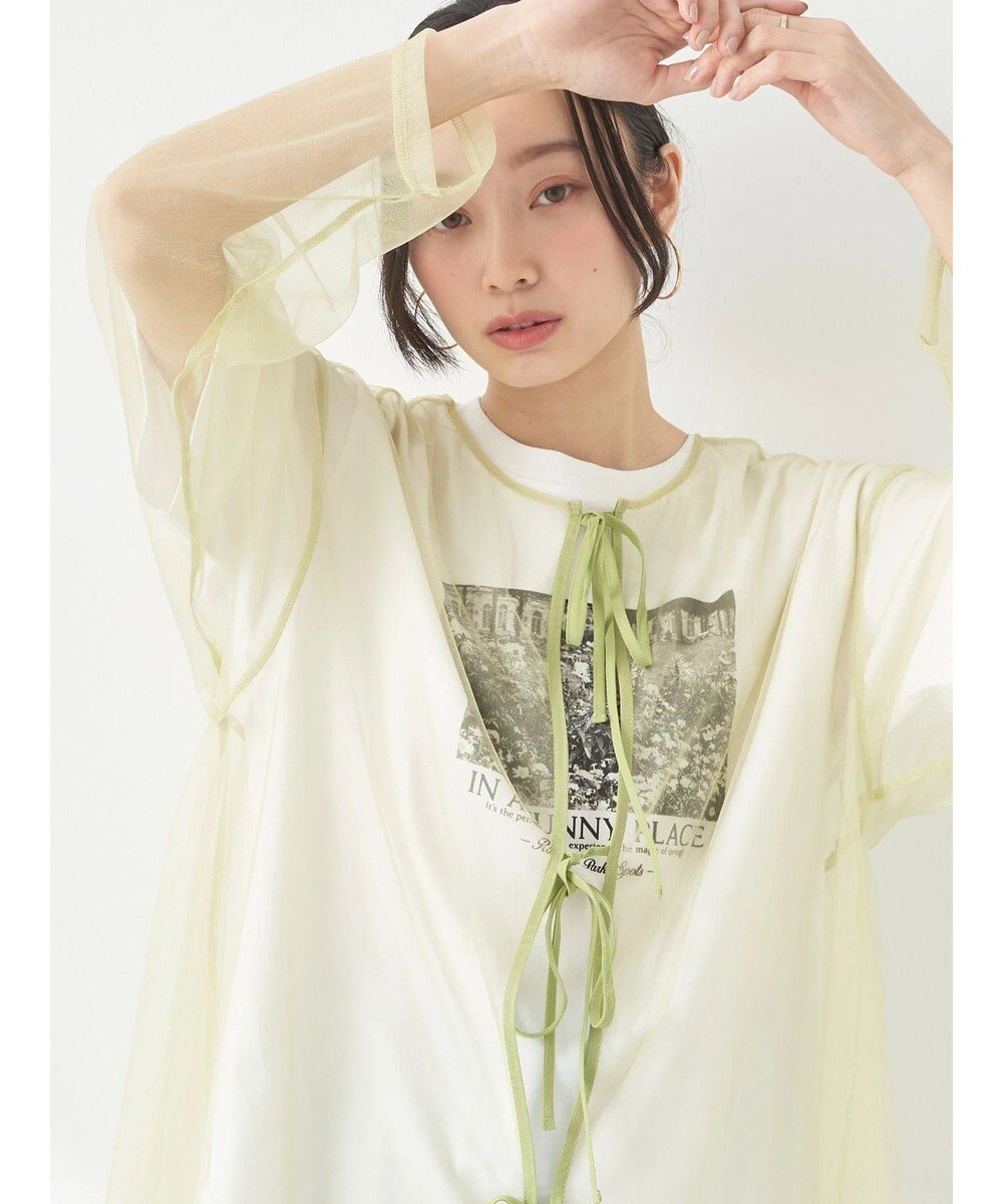 【アースミュージックアンドエコロジー/earth music&ecology】の前後2WAYシアープルオーバー 人気、トレンドファッション・服の通販 founy(ファニー) 　ファッション　Fashion　レディースファッション　Fashion for Women　トップス・カットソー　Cut & Sew Tops　シャツ・ブラウス・オフィスカジュアル　Elegant Blouses & Button-Ups　ロングTシャツ・Tシャツ　Longline T-Shirts & Tees　カジュアルプルオーバー・ニットトップス　Pullovers & Knit Tops / Casual Pullovers　カットソー・ベーシックTシャツ　Cut-and-Sewn Tops / Stretch Tees & Basics　カットソー　Cut and Sewn Top　シアー　Sheer, See-Through　シャイニー　Shiny, Glossy Finish　ティアード　Tiered, Tiered Style　ポケット　Pocket, Pocket Detail　リボン　Ribbon, Bow　切替　Switching, Contrast Panel　夏　Summer　春　Spring　S/S・春夏　SS, Spring/Summer, Warm Season　 other-1|ID: prp329100004671082 ipo3291000000033768321