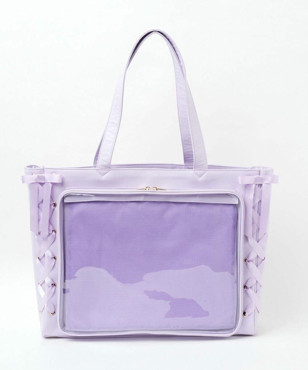 【ウィゴー/WEGO】の【痛バ&推し活グッズ】レースアップフレーム痛バッグL インテリア・キッズ・メンズ・レディースファッション・服の通販 founy(ファニー) 　ファッション　Fashion　レディースファッション　Fashion for Women　バッグ　Bags　軽量　Lightweight, Ultra Light　スマホ　Smartphone, Mobile Device　フェイクレザー　Faux Leather, PU Leather　フラップ　Flap, Flap Pocket　フレーム　Frame, Outline　ポケット　Pocket, Pocket Detail　ポーチ　Pouch, Small Case　メッシュ　Mesh, Net Fabric　レース　Lace, Lace Fabric　冬　Winter / This Winter　2023年　2023　2023-2024秋冬・A/W　Autumn/Winter 2023–24 AW23–24　ライトパープル|ID: prp329100004671098 ipo3291000000034411075