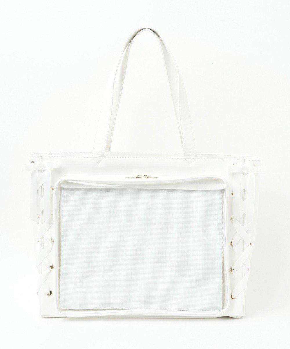 【ウィゴー/WEGO】の【痛バ&推し活グッズ】レースアップフレーム痛バッグL インテリア・キッズ・メンズ・レディースファッション・服の通販 founy(ファニー) 　ファッション　Fashion　レディースファッション　Fashion for Women　バッグ　Bags　軽量　Lightweight, Ultra Light　スマホ　Smartphone, Mobile Device　フェイクレザー　Faux Leather, PU Leather　フラップ　Flap, Flap Pocket　フレーム　Frame, Outline　ポケット　Pocket, Pocket Detail　ポーチ　Pouch, Small Case　メッシュ　Mesh, Net Fabric　レース　Lace, Lace Fabric　冬　Winter / This Winter　2023年　2023　2023-2024秋冬・A/W　Autumn/Winter 2023–24 AW23–24　ホワイト|ID: prp329100004671098 ipo3291000000034411076