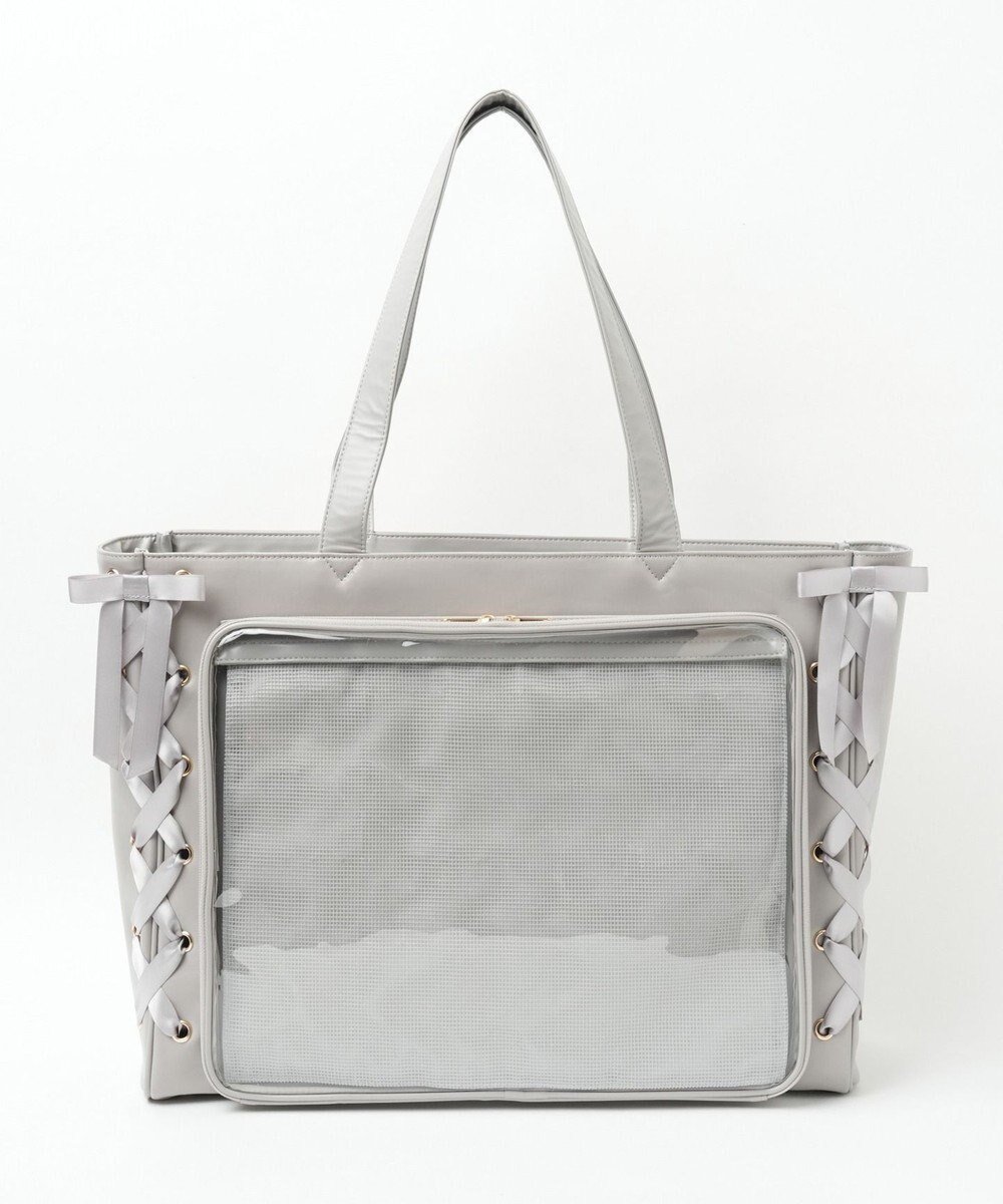 【ウィゴー/WEGO】の【痛バ&推し活グッズ】レースアップフレーム痛バッグL インテリア・キッズ・メンズ・レディースファッション・服の通販 founy(ファニー) 　ファッション　Fashion　レディースファッション　Fashion for Women　バッグ　Bags　軽量　Lightweight, Ultra Light　スマホ　Smartphone, Mobile Device　フェイクレザー　Faux Leather, PU Leather　フラップ　Flap, Flap Pocket　フレーム　Frame, Outline　ポケット　Pocket, Pocket Detail　ポーチ　Pouch, Small Case　メッシュ　Mesh, Net Fabric　レース　Lace, Lace Fabric　冬　Winter / This Winter　2023年　2023　2023-2024秋冬・A/W　Autumn/Winter 2023–24 AW23–24　グレー|ID: prp329100004671098 ipo3291000000034411077