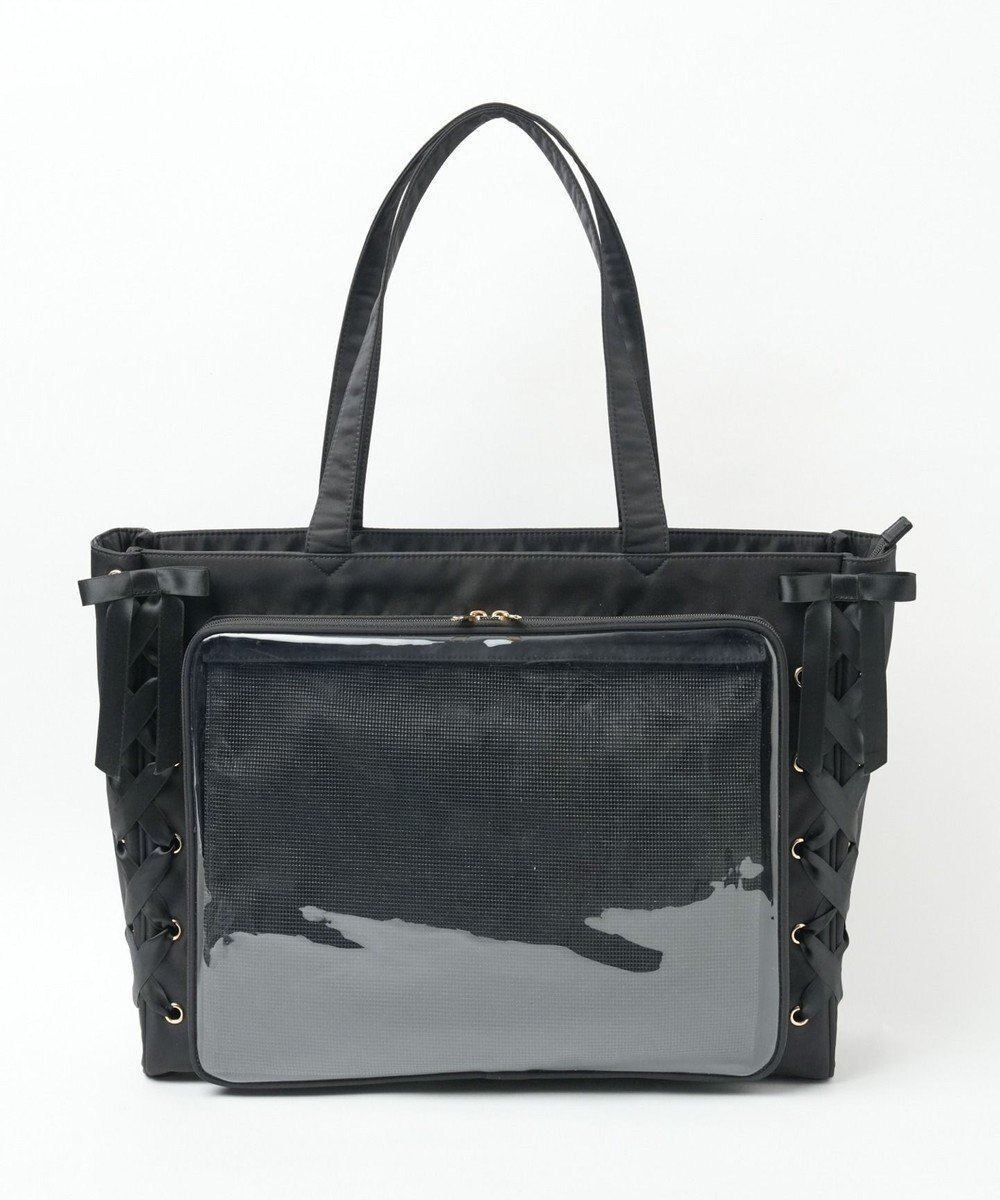 【ウィゴー/WEGO】の【痛バ&推し活グッズ】レースアップフレーム痛バッグL インテリア・キッズ・メンズ・レディースファッション・服の通販 founy(ファニー) 　ファッション　Fashion　レディースファッション　Fashion for Women　バッグ　Bags　軽量　Lightweight, Ultra Light　スマホ　Smartphone, Mobile Device　フェイクレザー　Faux Leather, PU Leather　フラップ　Flap, Flap Pocket　フレーム　Frame, Outline　ポケット　Pocket, Pocket Detail　ポーチ　Pouch, Small Case　メッシュ　Mesh, Net Fabric　レース　Lace, Lace Fabric　冬　Winter / This Winter　2023年　2023　2023-2024秋冬・A/W　Autumn/Winter 2023–24 AW23–24　ブラックその他|ID: prp329100004671098 ipo3291000000034411078