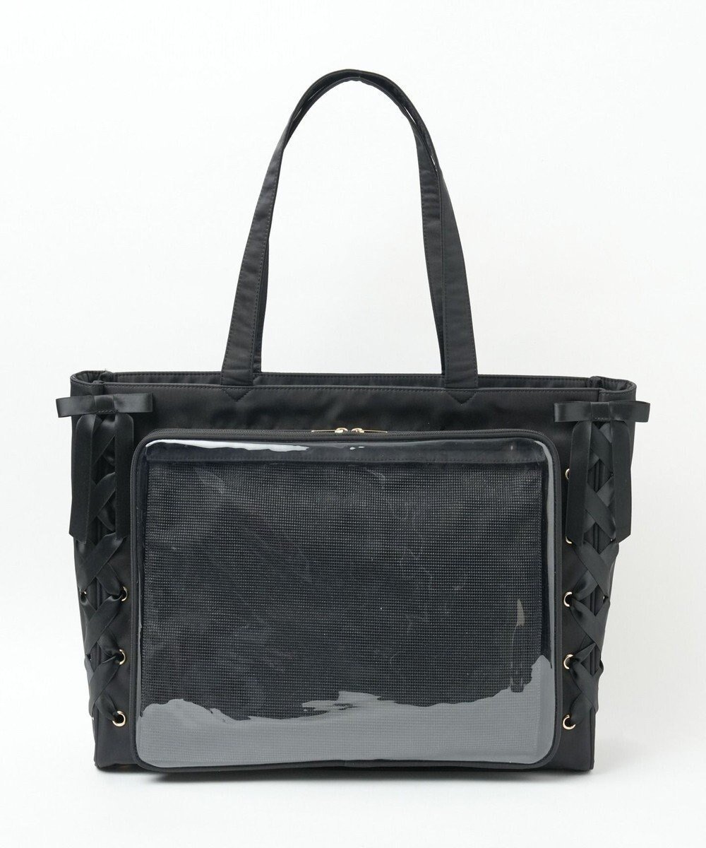 【ウィゴー/WEGO】の【痛バ&推し活グッズ】レースアップフレーム痛バッグL インテリア・キッズ・メンズ・レディースファッション・服の通販 founy(ファニー) 　ファッション　Fashion　レディースファッション　Fashion for Women　バッグ　Bags　軽量　Lightweight, Ultra Light　スマホ　Smartphone, Mobile Device　フェイクレザー　Faux Leather, PU Leather　フラップ　Flap, Flap Pocket　フレーム　Frame, Outline　ポケット　Pocket, Pocket Detail　ポーチ　Pouch, Small Case　メッシュ　Mesh, Net Fabric　レース　Lace, Lace Fabric　冬　Winter / This Winter　2023年　2023　2023-2024秋冬・A/W　Autumn/Winter 2023–24 AW23–24　ブラック|ID: prp329100004671098 ipo3291000000034411079