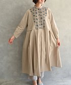 【ムーク/muuc】の〈2WAY〉〈遠州織物の工場で織られた上質なコットン生地〉〈オーガニックコットン〉〈チュール素材に花刺繍〉あじさい小花刺繍 羽織り&ワンピースドレス ベージュ|ID: prp329100004671358 ipo3291000000033769544