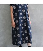 【ムーク/muuc】の〈コットン×リネン〉〈高品質なドライタッチ生地〉野小花刺繍ゆったりワンピース ネイビー|ID: prp329100004671359 ipo3291000000034281250