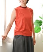 【ムーク/muuc】の〈細番手の高級綿糸コットンコーマ糸〉〈洗練された繊維の滑らかな肌触り〉〈お家で洗えるニット〉模様編み ポピーの花リンクス編み ノースリーブブルオーバー オレンジ|ID: prp329100004671365 ipo3291000000034281260