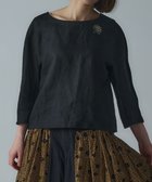 【ムーク/muuc】の〈高品質ベルギーリネン〉〈オンオフ着られる〉花刺繍モチーフ付きリネンプルオーバー ブラック|ID: prp329100004671409 ipo3291000000034283317