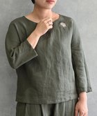 【ムーク/muuc】の〈高品質ベルギーリネン〉〈オンオフ着られる〉花刺繍モチーフ付きリネンプルオーバー グリーン|ID: prp329100004671409 ipo3291000000034283318