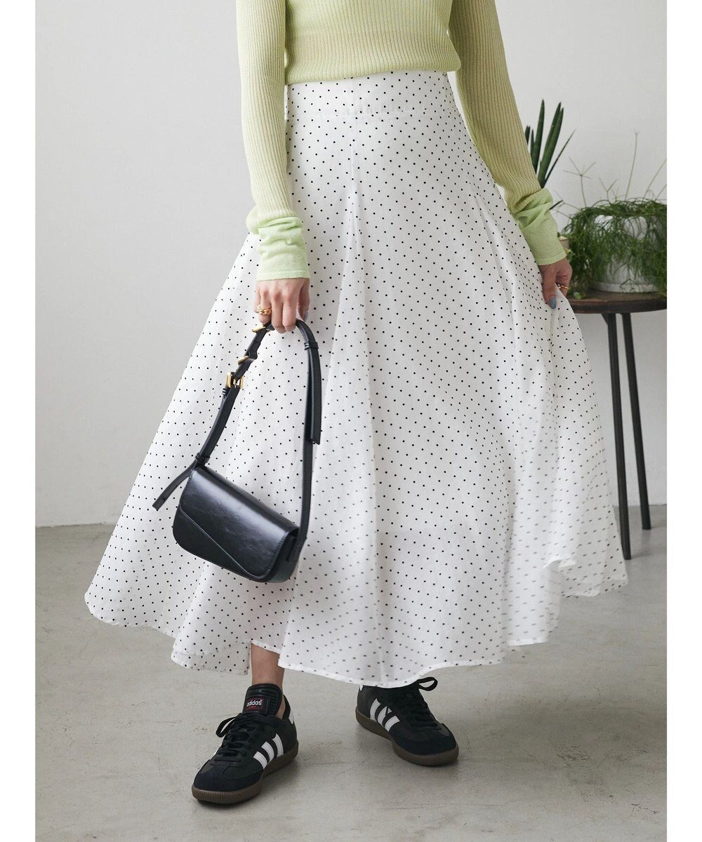 【グリーンパークス/Green Parks】のAnriettMusee ドットフレアーロングスカート 人気、トレンドファッション・服の通販 founy(ファニー) 　ファッション　Fashion　レディースファッション　Fashion for Women　スカート　Skirts　ロングスカート　Long Skirts / Maxi & Midi Skirts　エレガント 上品　Elegant　春　Spring　切替　Switching, Contrast Panel　シアー　Sheer, See-Through　シンプル　Simple, Minimal　ドット　Polka Dot, Dot Pattern　フィット　Fit, Slim Fit　フェミニン　Feminine, Girly　フランス　France, French　フレア　Flare, Flared　ポケット　Pocket, Pocket Detail　ロング　Long, Long-Length　S/S・春夏　SS, Spring/Summer, Warm Season　夏　Summer　ビジネス 仕事 通勤　Business / Work / Commuting　 other-1|ID: prp329100004671537 ipo3291000000033770398