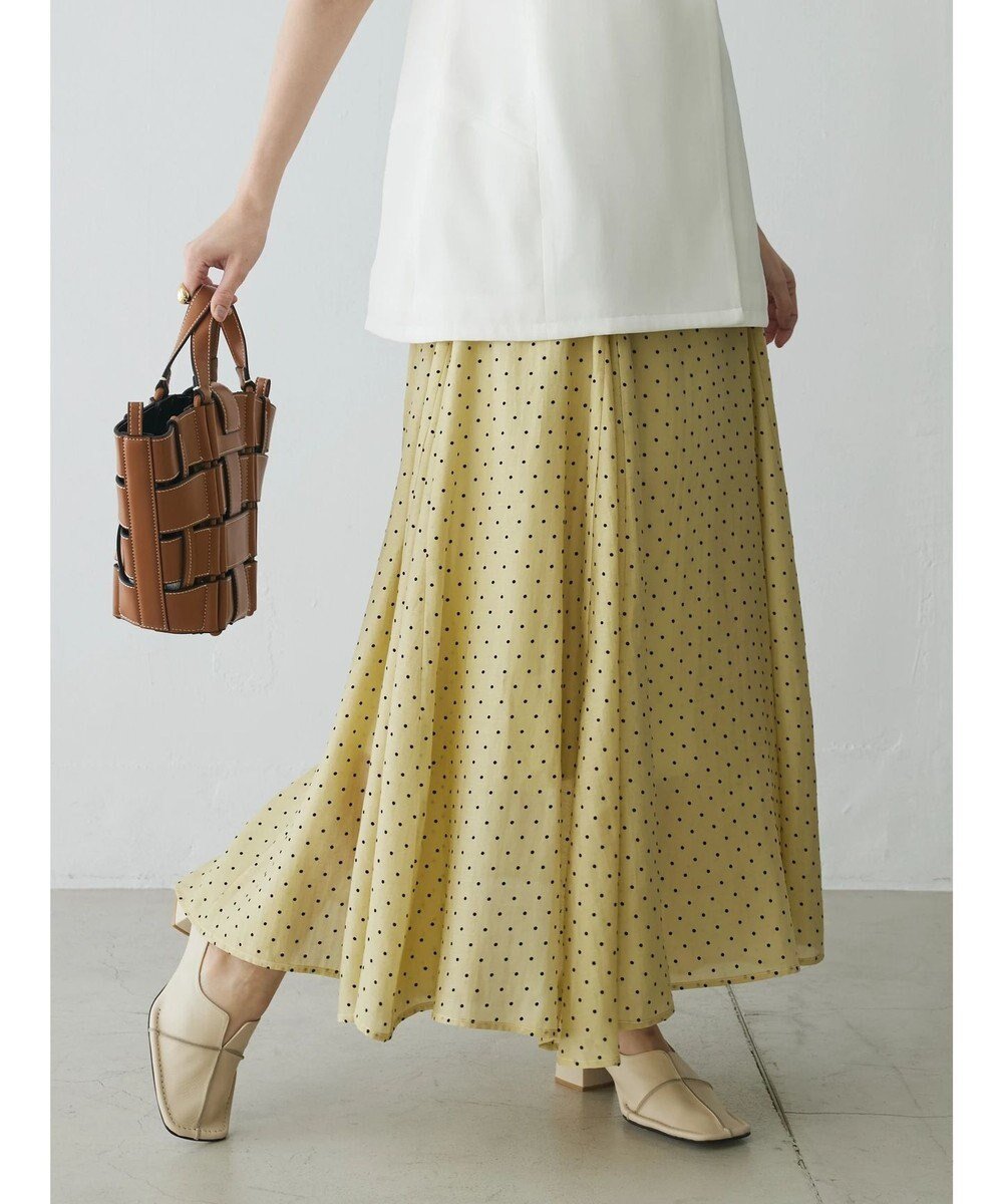 【グリーンパークス/Green Parks】のAnriettMusee ドットフレアーロングスカート インテリア・キッズ・メンズ・レディースファッション・服の通販 founy(ファニー) 　ファッション　Fashion　レディースファッション　Fashion for Women　スカート　Skirts　ロングスカート　Long Skirts / Maxi & Midi Skirts　エレガント 上品　Elegant　春　Spring　切替　Switching, Contrast Panel　シアー　Sheer, See-Through　シンプル　Simple, Minimal　ドット　Polka Dot, Dot Pattern　フィット　Fit, Slim Fit　フェミニン　Feminine, Girly　フランス　France, French　フレア　Flare, Flared　ポケット　Pocket, Pocket Detail　ロング　Long, Long-Length　S/S・春夏　SS, Spring/Summer, Warm Season　夏　Summer　ビジネス 仕事 通勤　Business / Work / Commuting　Lime Green|ID: prp329100004671537 ipo3291000000034281011