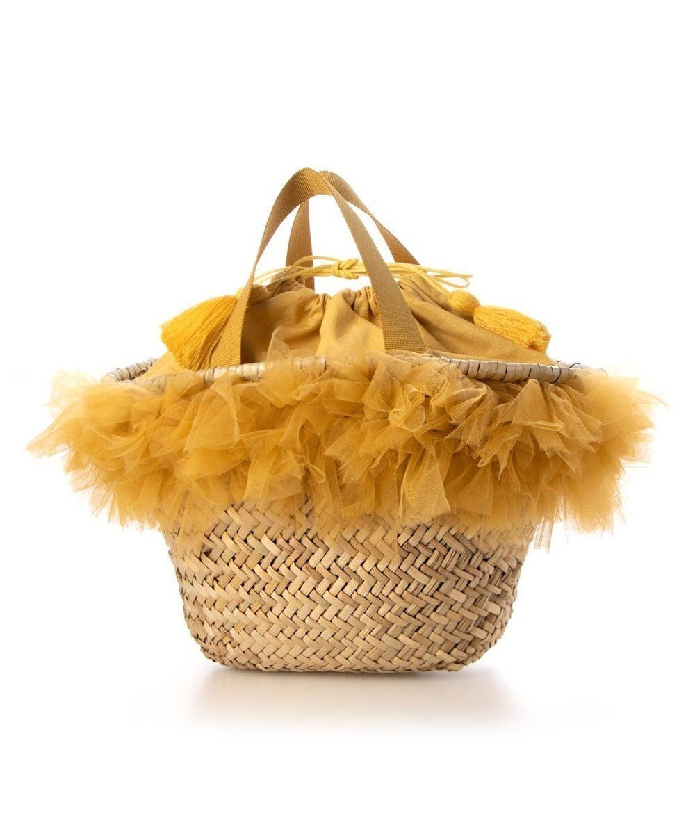 【アンビリオン/UNBILLION】のカカトゥ kakatoo / チュールフリンジカゴバッグ インテリア・キッズ・メンズ・レディースファッション・服の通販 founy(ファニー) 　ファッション　Fashion　レディースファッション　Fashion for Women　バッグ　Bags　巾着　Drawstring Bag, Kinchaku　シンプル　Simple, Minimal　財布　Wallet, Purse　ハンド　Hand, Handmade　バレエ　Ballet, Ballet Style　フェミニン　Feminine, Girly　フリル　Frill, Ruffle　ポケット　Pocket, Pocket Detail　再入荷　Restock / Back in Stock　イエロー|ID: prp329100004671585 ipo3291000000034778905