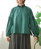 【ムーク/muuc】の〈コットン100%強撚糸〉〈遠州織物の工場で織られた上質な生地〉〈シースルー〉〈ドライタッチ〉コットンドビーギャザーブラウス グリーン|ID: prp329100004671646 ipo3291000000034284480