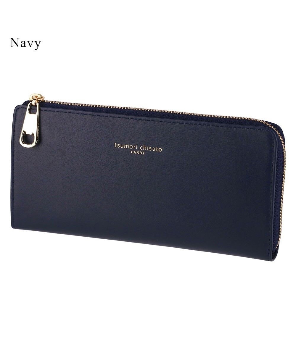 【ツモリチサト キャリー/tsumori chisato CARRY】のソフトラム Lファスナー長財布 インテリア・キッズ・メンズ・レディースファッション・服の通販 founy(ファニー) 　ファッション　Fashion　レディースファッション　Fashion for Women　ミニ財布・二つ折り財布　Wallets & Card Cases　シンプル　Simple, Minimal　ネコ　Cat, Feline Motif　ポケット　Pocket, Pocket Detail　財布　Wallet, Purse　ネイビー|ID: prp329100004671664 ipo3291000000033770967