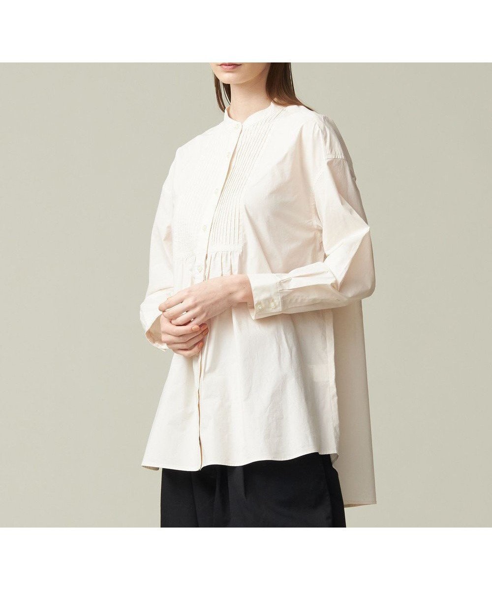 【ジェイプレスヨークストリート/J.PRESS YORK STREET】の【WOMEN】コットンタイプライター バンドカラーブラウス インテリア・キッズ・メンズ・レディースファッション・服の通販 founy(ファニー) ファッション Fashion レディースファッション Fashion for Women トップス・カットソー Cut & Sew Tops シャツ・ブラウス・オフィスカジュアル Elegant Blouses & Button-Ups 春 Spring カフス Cuff Design ストライプ Stripe, Striped Pattern タイプライター Typewriter Fabric, Crisp Cotton チュニック Tunic, Long Top バランス Balance, Style Balance S/S・春夏 SS, Spring/Summer, Warm Season 夏 Summer アイボリー系|ID: prp329100004671675 ipo3291000000034411130