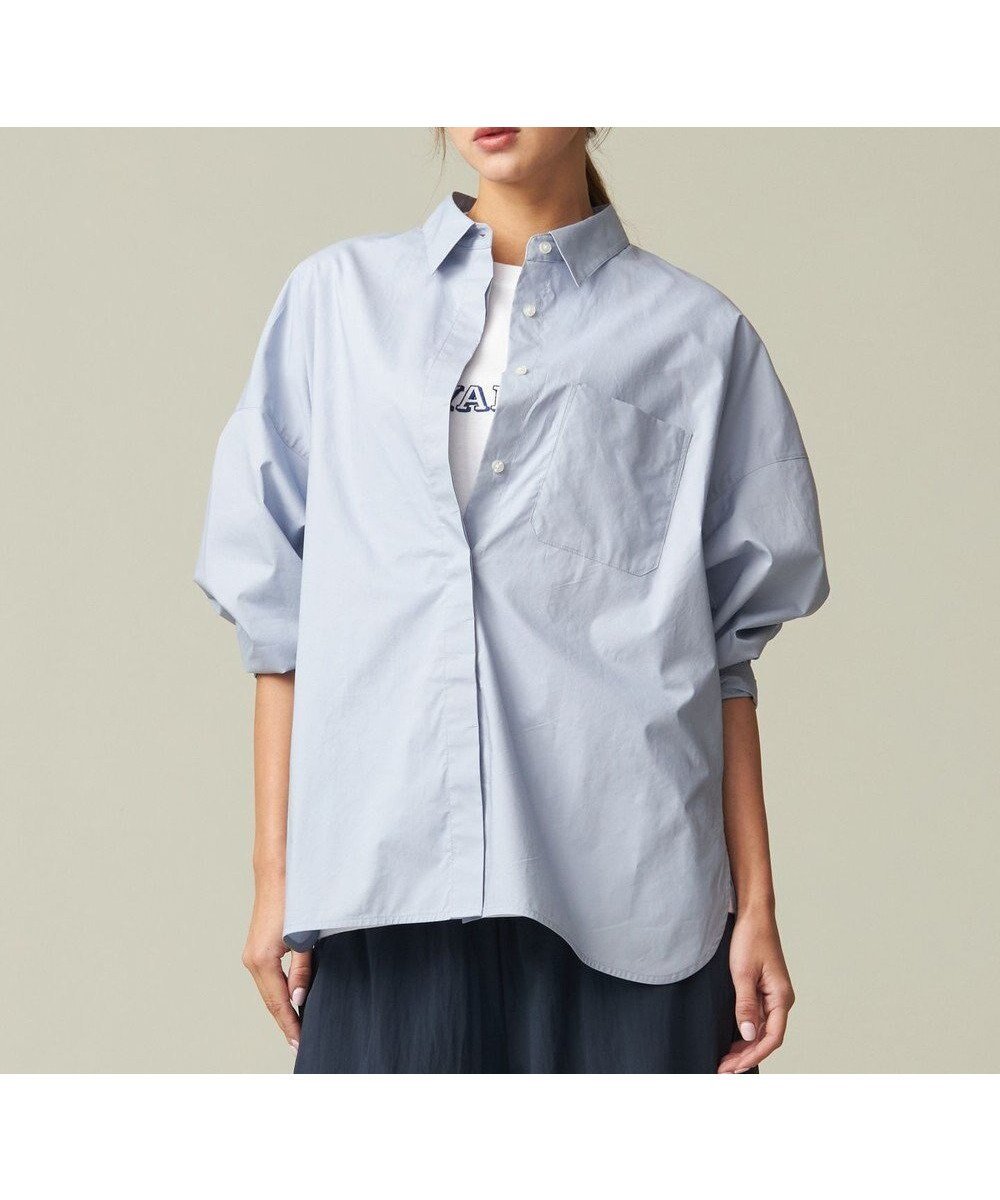 【ジェイプレスヨークストリート/J.PRESS YORK STREET】の【WOMEN】コットンタイプライター バックドレープブラウス インテリア・キッズ・メンズ・レディースファッション・服の通販 founy(ファニー) 　ファッション　Fashion　レディースファッション　Fashion for Women　トップス・カットソー　Cut & Sew Tops　シャツ・ブラウス・オフィスカジュアル　Elegant Blouses & Button-Ups　おすすめ　Recommended / Our Picks　ジャケット　Jacket, Outerwear　スタンダード　Standard, Basic　タイプライター　Typewriter Fabric, Crisp Cotton　ドレープ　Drape, Draping Fabric　夏　Summer　春　Spring　S/S・春夏　SS, Spring/Summer, Warm Season　サックスブルー系|ID: prp329100004671678 ipo3291000000033771028