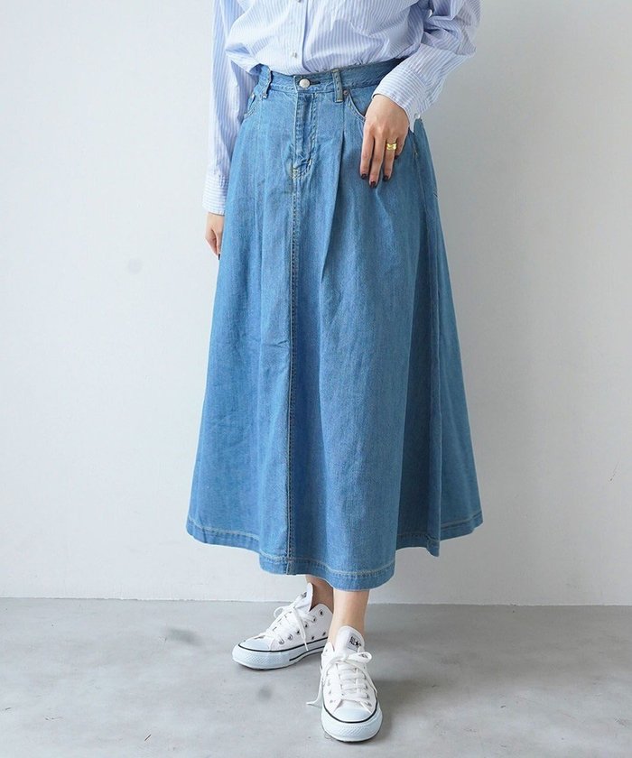 【サキュウ/caqu】の【洗える/軽量】FS long flare skirt ロングフレアデニムスカート インテリア・キッズ・メンズ・レディースファッション・服の通販 founy(ファニー) https://founy.com/ ファッション Fashion レディースファッション Fashion for Women スカート Skirts デニムスカート・カジュアルスカート Denim Skirts インディゴ Indigo Denim 洗える Machine Washable 軽量 Lightweight, Ultra Light ジーンズ Jeans, Denim Pants スマート Smart, Elegant センター Center, Center Line デニム Denim, Jeans Material フレア Flare, Flared フロント Front, Front Design A/W・秋冬 Autumn/Winter S/S・春夏 SS, Spring/Summer, Warm Season 夏 Summer |ID: prp329100004671699 ipo3291000000034283848