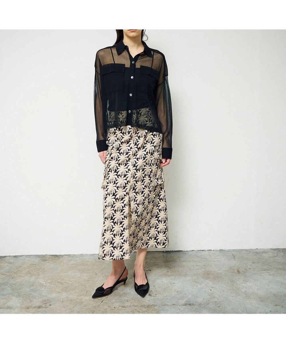 【グレース コンチネンタル/GRACE CONTINENTAL】のパームモチーフカーゴスカート インテリア・キッズ・メンズ・レディースファッション・服の通販 founy(ファニー) 　ファッション　Fashion　レディースファッション　Fashion for Women　スカート　Skirts　ストレッチ　Stretch, Stretchy Fabric　スペシャル　Special, Limited Edition　スリット　Slit, Slit Detail　フレア　Flare, Flared　フロント　Front, Front Design　リゾート　Resort, Vacation Style　エレガント 上品　Elegant　別注　Limited Edition, Custom Order　夏　Summer　春　Spring　S/S・春夏　SS, Spring/Summer, Warm Season　ブラック|ID: prp329100004671727 ipo3291000000034283252