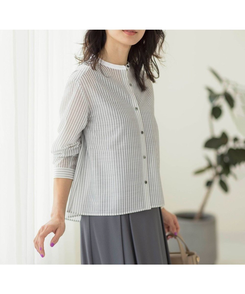 【ジェイ プレス/J.PRESS】のシアーピンストライプ カットソー 人気、トレンドファッション・服の通販 founy(ファニー) 　ファッション　Fashion　レディースファッション　Fashion for Women　トップス・カットソー　Cut & Sew Tops　シャツ・ブラウス・オフィスカジュアル　Elegant Blouses & Button-Ups　ロングTシャツ・Tシャツ　Longline T-Shirts & Tees　カットソー・ベーシックTシャツ　Cut-and-Sewn Tops / Stretch Tees & Basics　春　Spring　カットソー　Cut and Sewn Top　シアー　Sheer, See-Through　シンプル　Simple, Minimal　ストライプ　Stripe, Striped Pattern　羽織　Haori, Light Jacket　無地　Plain, Solid Color　S/S・春夏　SS, Spring/Summer, Warm Season　夏　Summer　旅行　Travel　エレガント 上品　Elegant　 other-1|ID: prp329100004671728 ipo3291000000033771253
