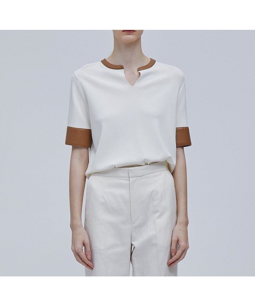 【ベイジ,/BEIGE,】のNADIA / ブラウスニットトップス インテリア・キッズ・メンズ・レディースファッション・服の通販 founy(ファニー) 　ファッション　Fashion　レディースファッション　Fashion for Women　トップス・カットソー　Cut & Sew Tops　ニット　Knit Tops & Sweaters　シャツ・ブラウス・オフィスカジュアル　Elegant Blouses & Button-Ups　インナー　Innerwear　カフス　Cuff Design　カーディガン　Cardigan, Knitwear　ジャケット　Jacket, Outerwear　ストレッチ　Stretch, Stretchy Fabric　セーター　Sweater, Knitwear　ビジネス 仕事 通勤　Business / Work / Commuting　夏　Summer　定番　Standard, Basic Item　春　Spring　S/S・春夏　SS, Spring/Summer, Warm Season　洗える　Machine Washable　Ecru x Camel|ID: prp329100004671788 ipo3291000000033771479