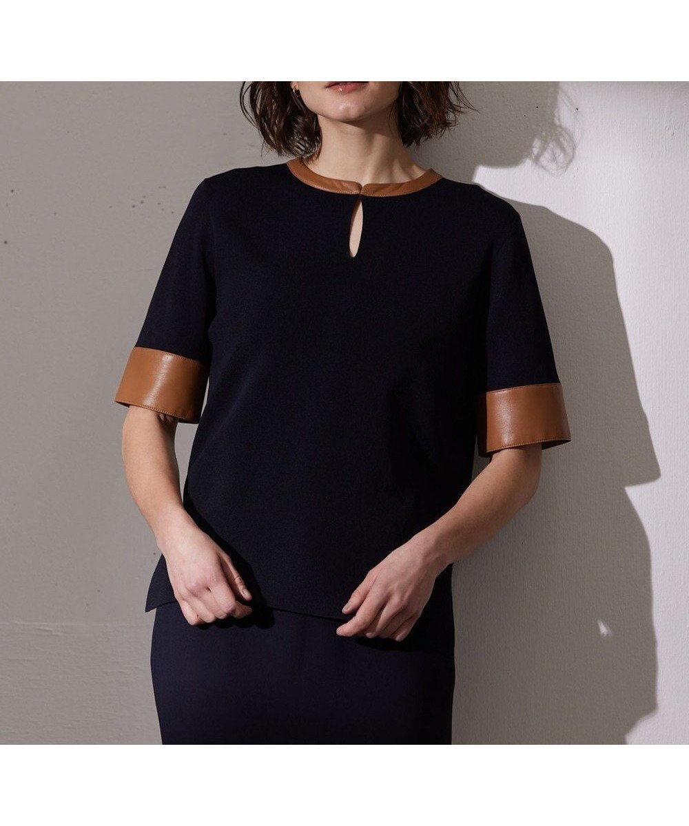 【ベイジ,/BEIGE,】のNADIA / ブラウスニットトップス インテリア・キッズ・メンズ・レディースファッション・服の通販 founy(ファニー) 　ファッション　Fashion　レディースファッション　Fashion for Women　トップス・カットソー　Cut & Sew Tops　ニット　Knit Tops & Sweaters　シャツ・ブラウス・オフィスカジュアル　Elegant Blouses & Button-Ups　インナー　Innerwear　カフス　Cuff Design　カーディガン　Cardigan, Knitwear　ジャケット　Jacket, Outerwear　ストレッチ　Stretch, Stretchy Fabric　セーター　Sweater, Knitwear　ビジネス 仕事 通勤　Business / Work / Commuting　夏　Summer　定番　Standard, Basic Item　春　Spring　S/S・春夏　SS, Spring/Summer, Warm Season　洗える　Machine Washable　Navy x Camel|ID: prp329100004671788 ipo3291000000033771480