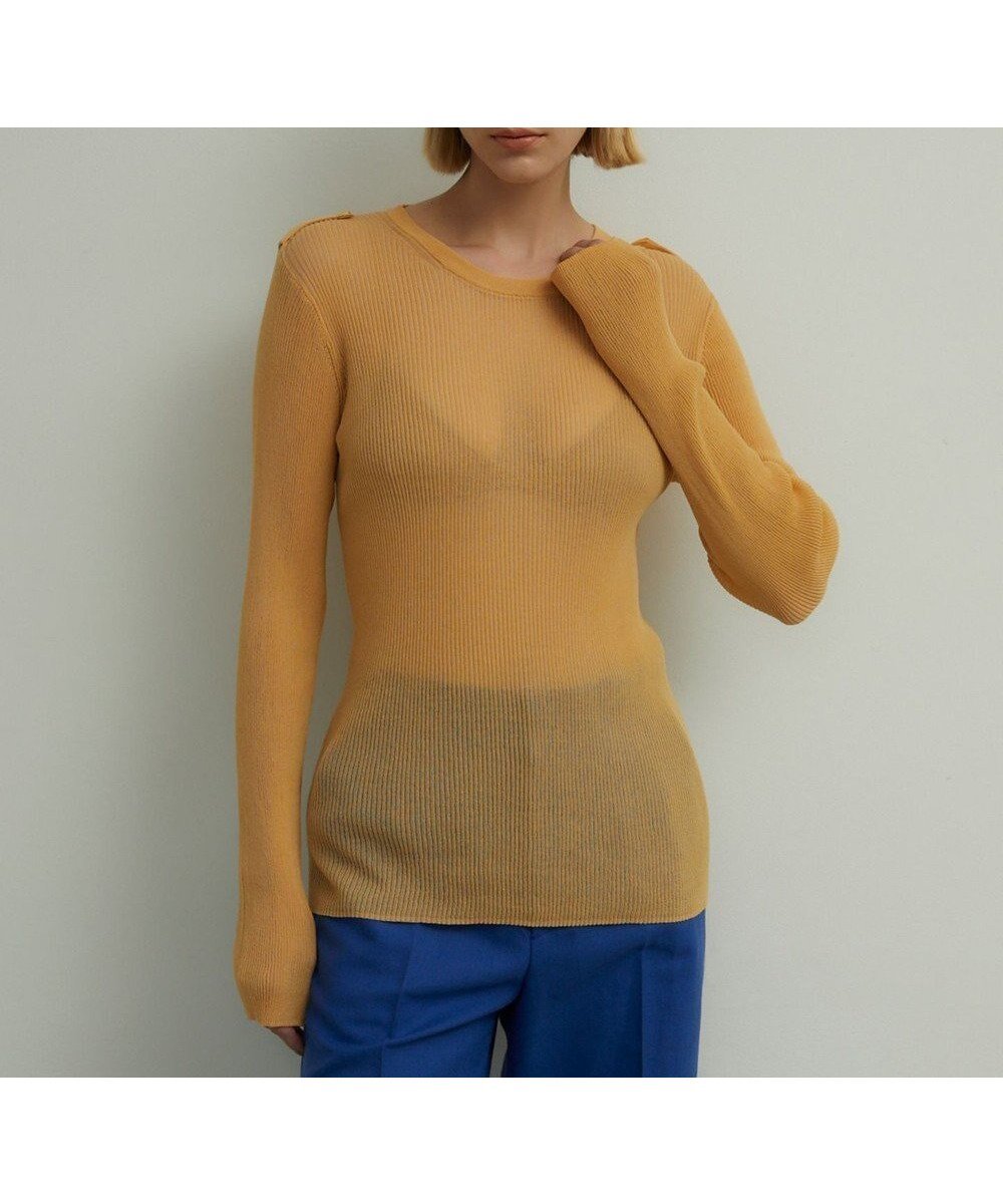 【ベイジ,/BEIGE,】のLIANE / リブニットトップス インテリア・キッズ・メンズ・レディースファッション・服の通販 founy(ファニー) ファッション Fashion レディースファッション Fashion for Women トップス・カットソー Cut & Sew Tops ニット Knit Tops & Sweaters インド Indian Textile インナー Innerwear コンパクト Compact, Small Size シアー Sheer, See-Through ジャケット Jacket, Outerwear セーター Sweater, Knitwear トレンド Trend, Trending Now 夏 Summer 春 Spring S/S・春夏 SS, Spring/Summer, Warm Season 洗える Machine Washable ビジネス 仕事 通勤 Business / Work / Commuting 長袖 Long Sleeve, Full Sleeve Light Orange|ID: prp329100004671789 ipo3291000000034285454