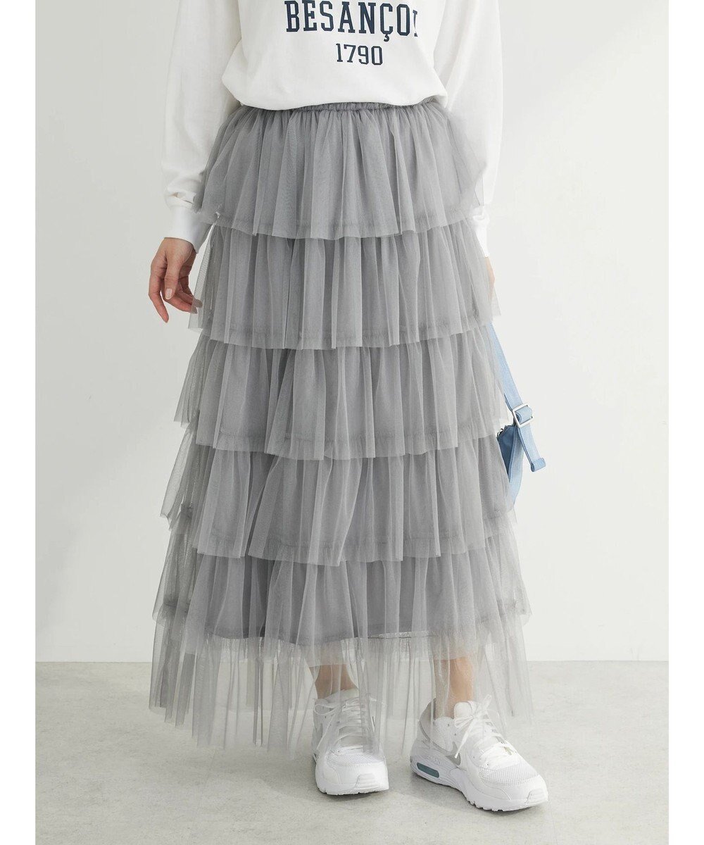【グリーンパークス/Green Parks】の・ELENCARE DUE ティアードラメチュールスカート インテリア・キッズ・メンズ・レディースファッション・服の通販 founy(ファニー) 　ファッション　Fashion　レディースファッション　Fashion for Women　スカート　Skirts　チュール　Tulip, Tulip Motif　ティアードスカート　Tiered Skirt, Flounced Skirt　ポケット　Pocket, Pocket Detail　ミックス　Mix, Mixed Style　夏　Summer　春　Spring　S/S・春夏　SS, Spring/Summer, Warm Season　Gray|ID: prp329100004671992 ipo3291000000034286109