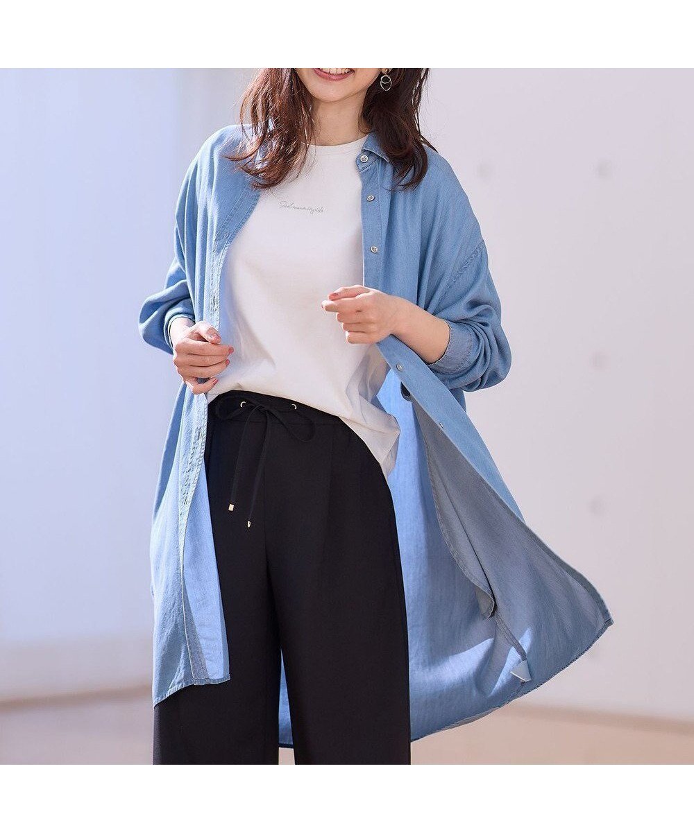 【エニー/ANY】の【手洗い可能】ウォッシャブルデニムシャツ インテリア・キッズ・メンズ・レディースファッション・服の通販 founy(ファニー) 　ファッション　Fashion　レディースファッション　Fashion for Women　トップス・カットソー　Cut & Sew Tops　シャツ・ブラウス・オフィスカジュアル　Elegant Blouses & Button-Ups　おすすめ　Recommended / Our Picks　シアー　Sheer, See-Through　デニム　Denim, Jeans Material　夏　Summer　春　Spring　S/S・春夏　SS, Spring/Summer, Warm Season　羽織　Haori, Light Jacket　ブルー|ID: prp329100004671996 ipo3291000000033771964